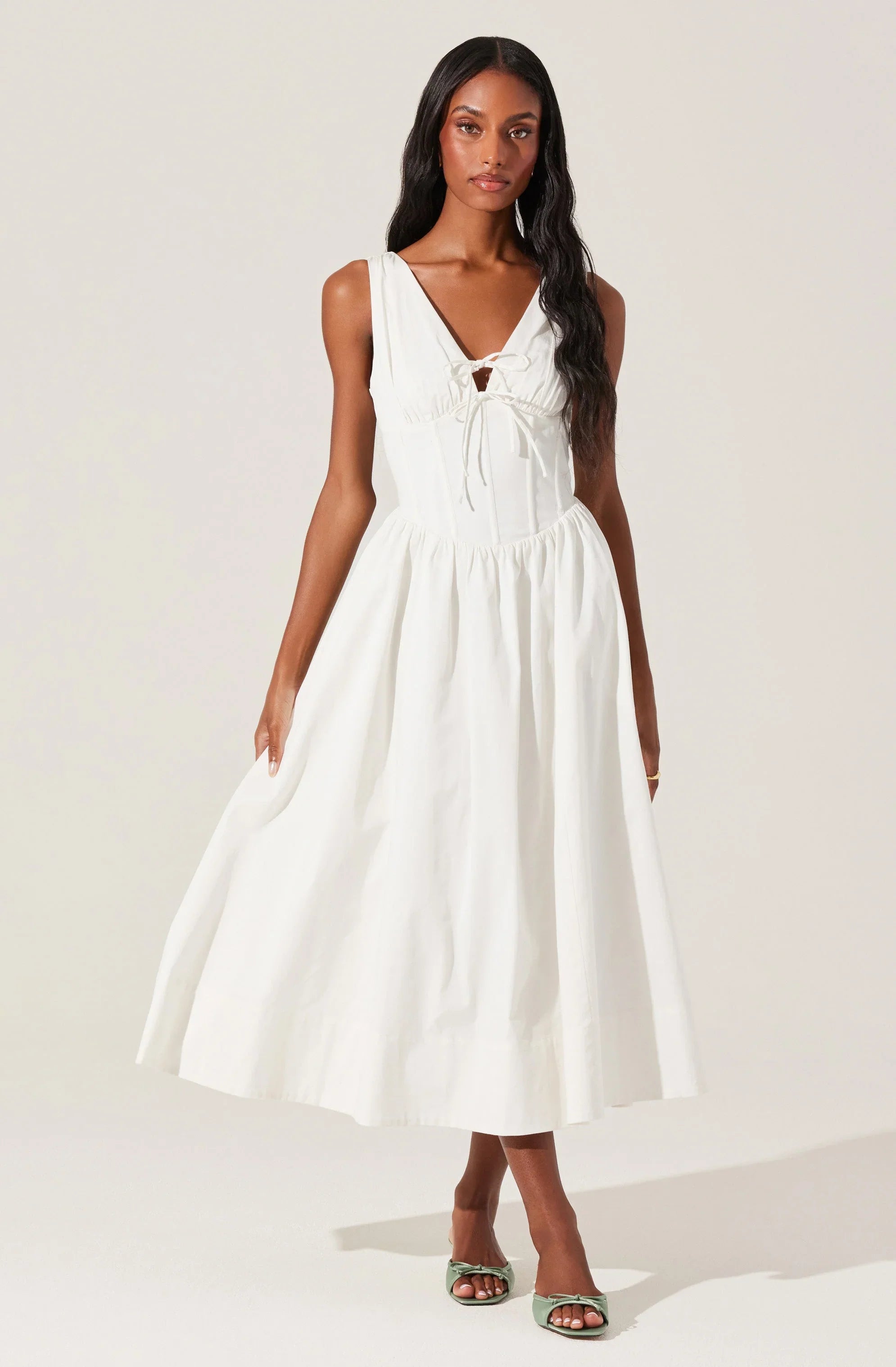 Lbruh Maili Corset Poplin Midi Dress