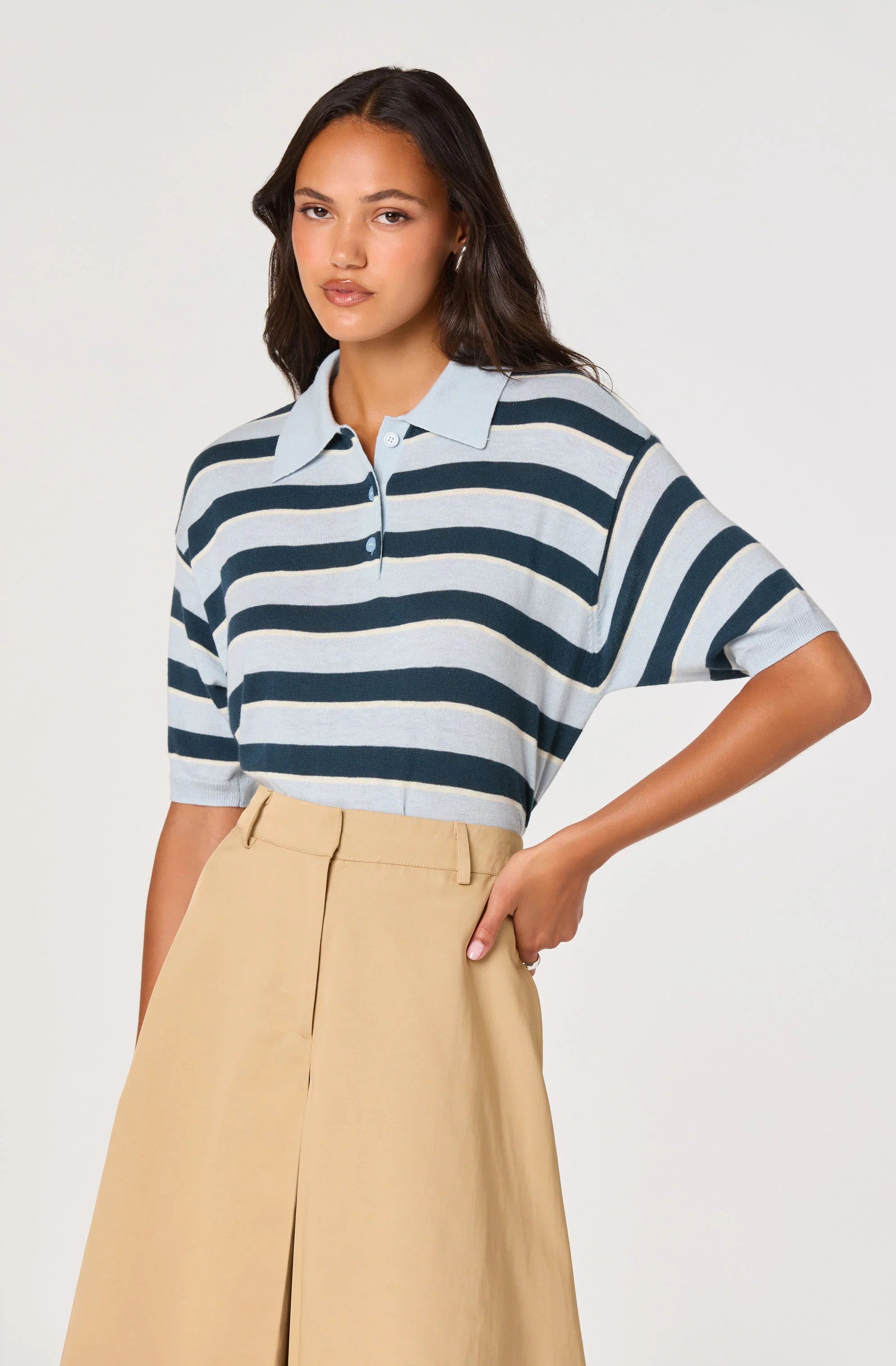 Inixyf Scottie Striped Knit Polo Sweater