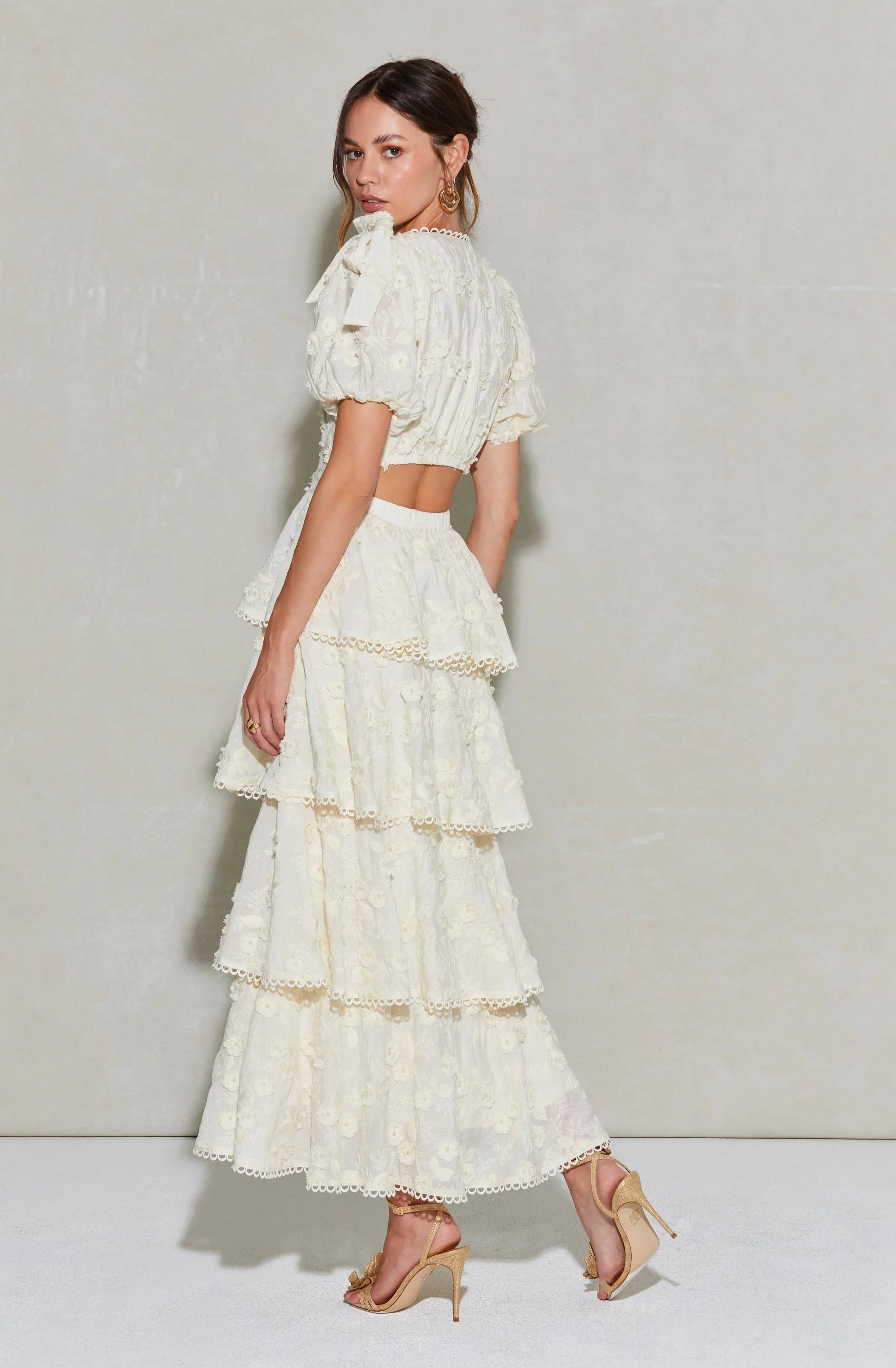 Lbruh Arianell Embroidered Floral Tiered Dress