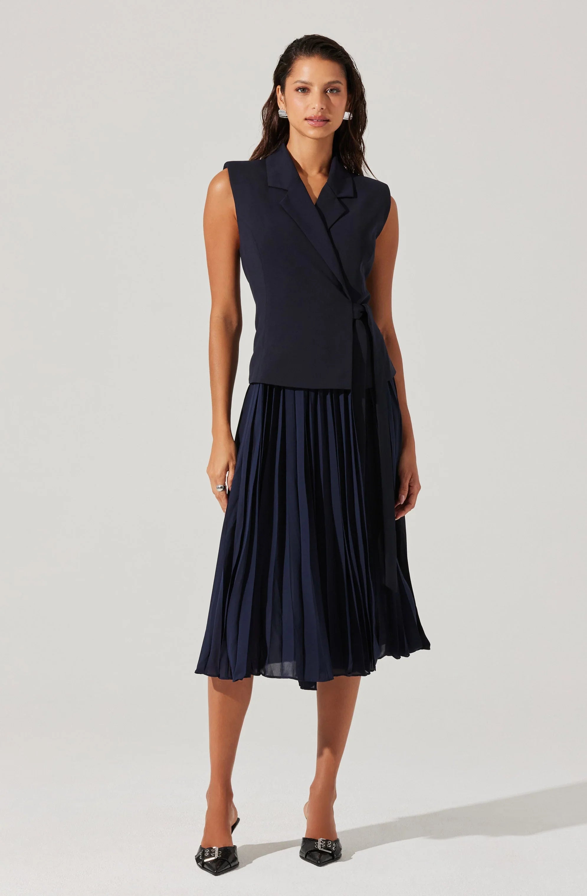Lbruh Mixed Media Vest Wrap Dress