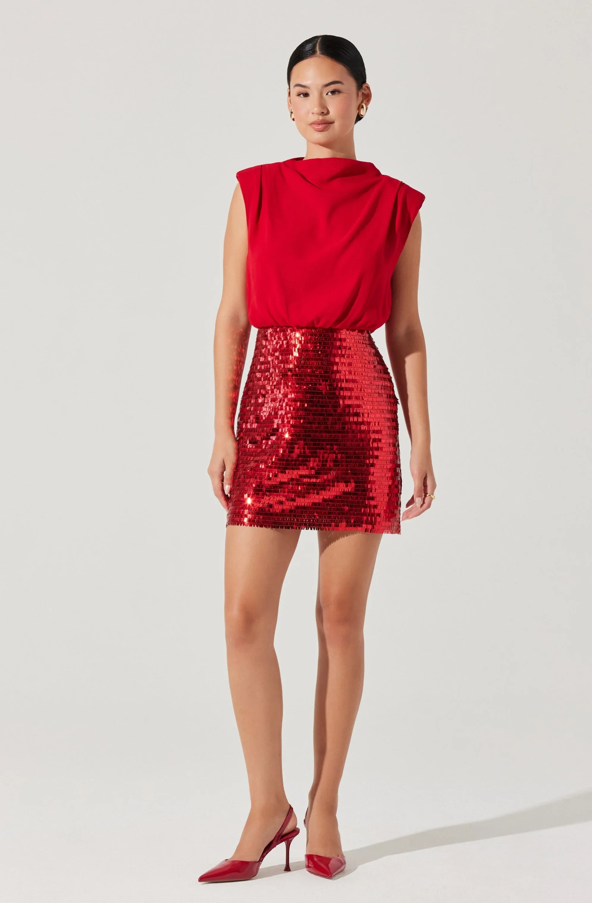 Lbruh Sequin Mixed Media Mini Dress