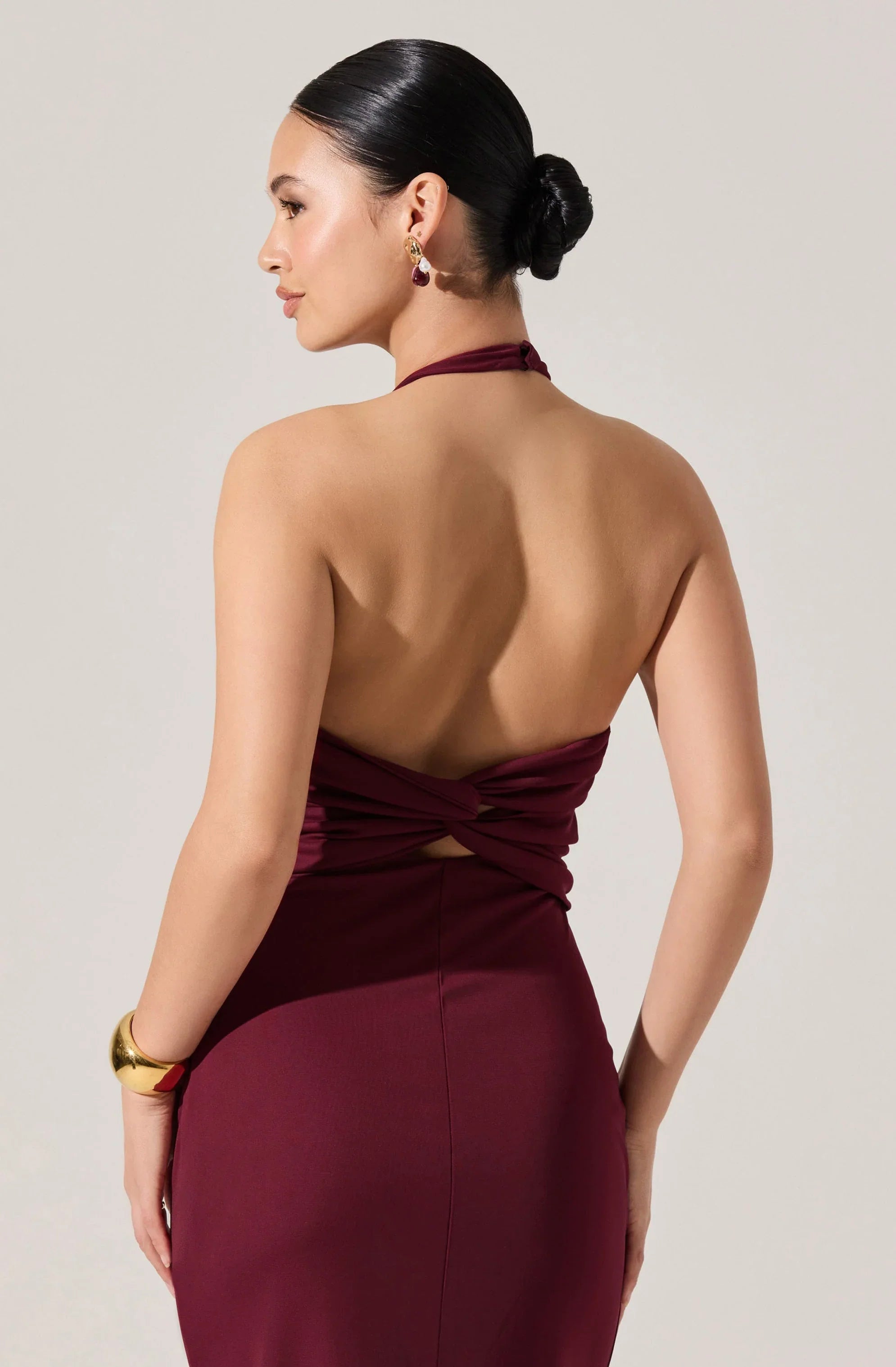 Lbruh Zaira Ruched Halter Midi Dress