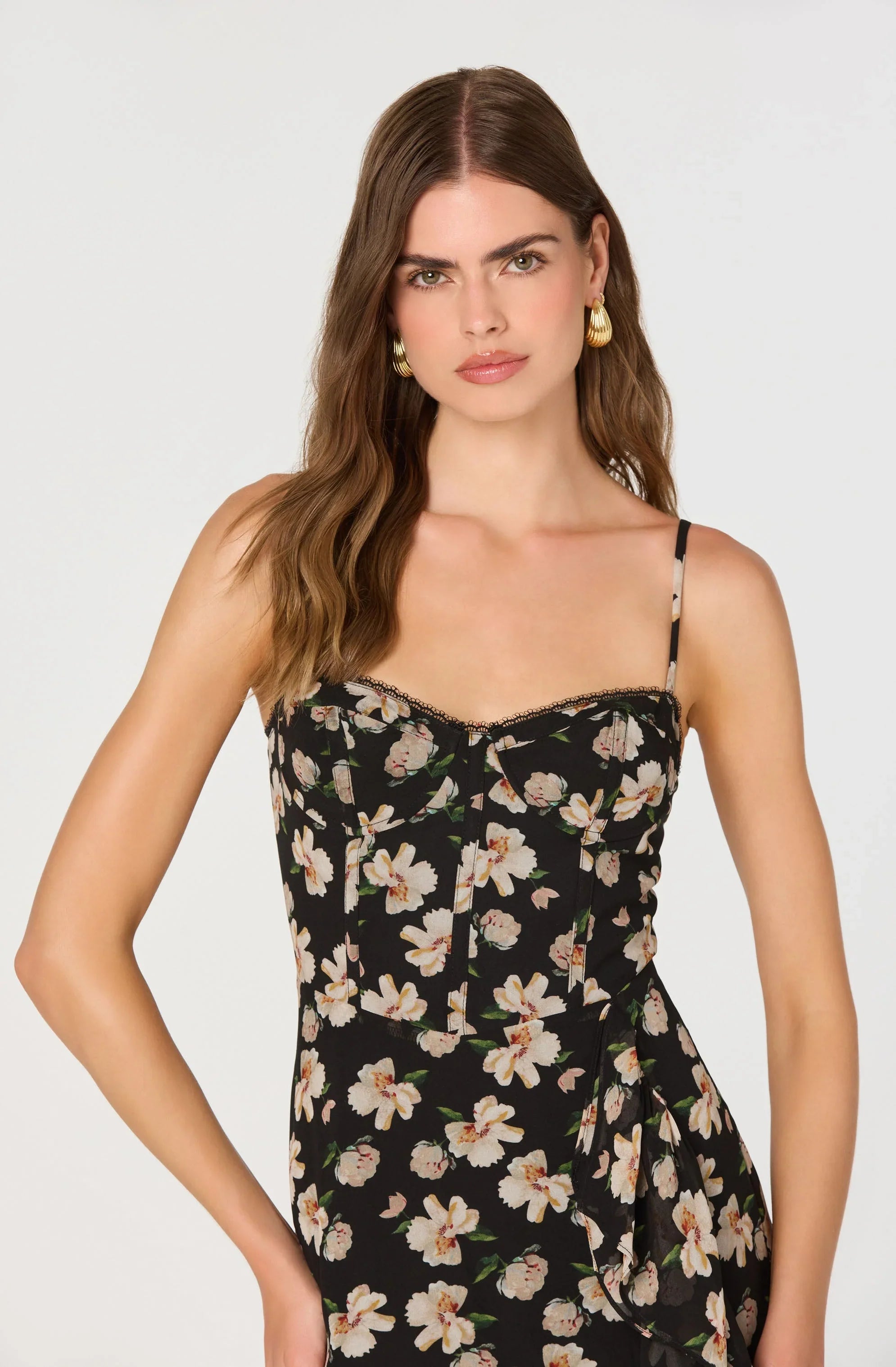 Lbruh Brisbane Asymmetrical Floral Midi Dress