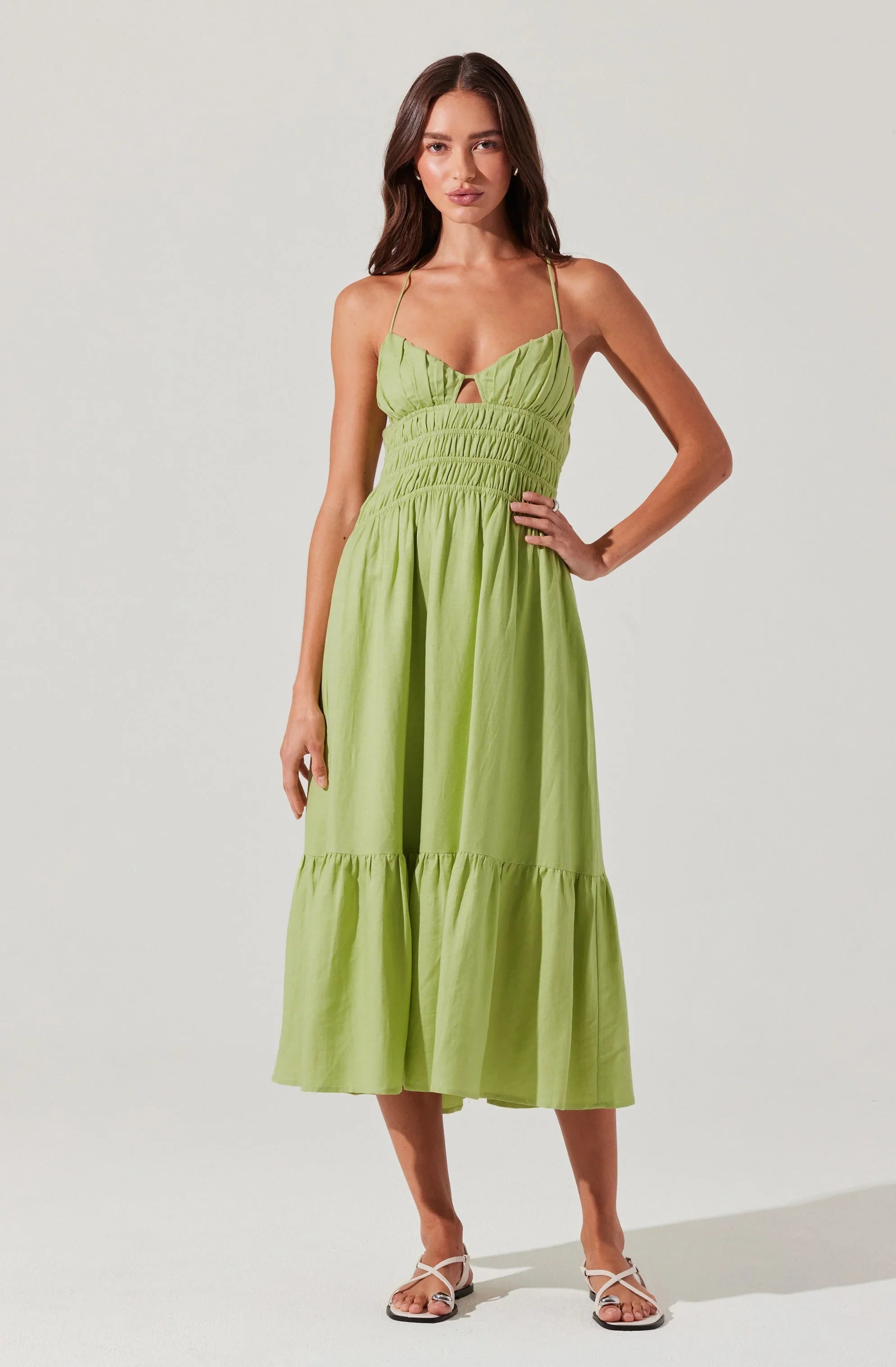 Lbruh Eleni Linen-Blend Midi Dress