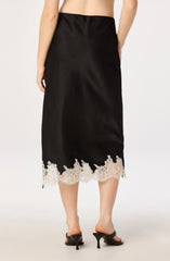 Inixyf Blossom Lace Hem Midi Skirt