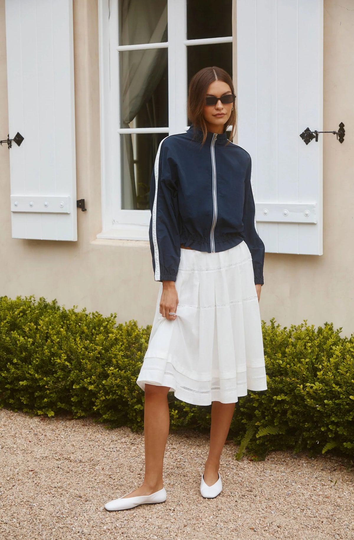 Inixyf Wrenlee Embroidered Midi Skirt