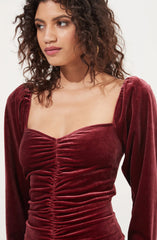 Lbruh Ellsmere Velvet Rouched Long Sleeve Mini Dress