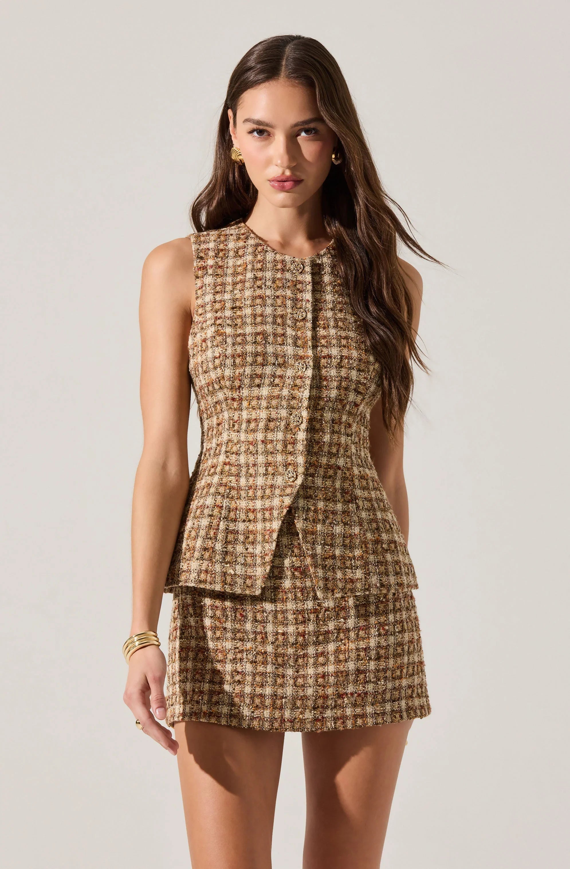 Lbruh Dilone Tweed Vest Mini Dress