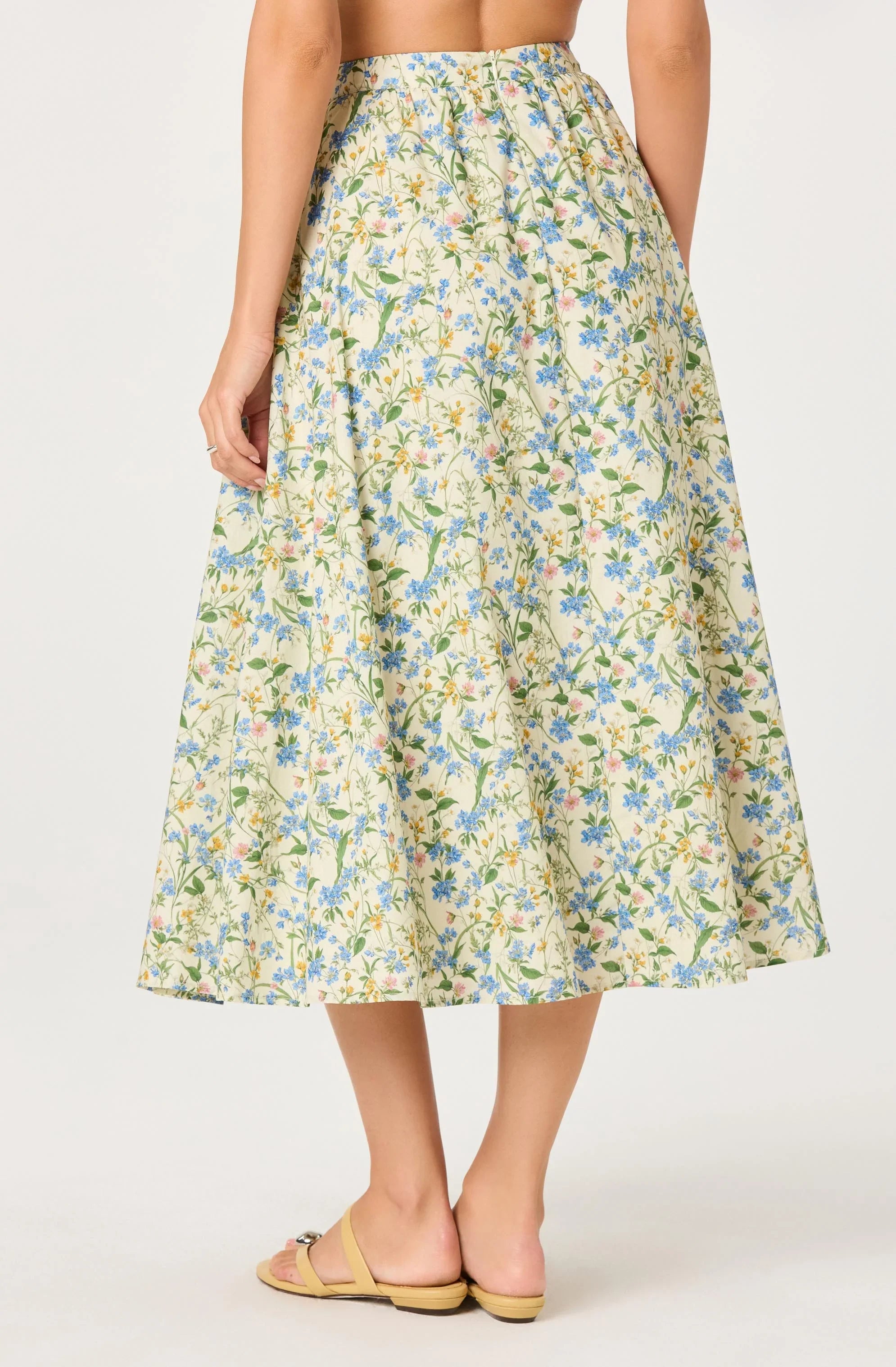 Inixyf Wylda Floral Gathered A-Line Midi Skirt