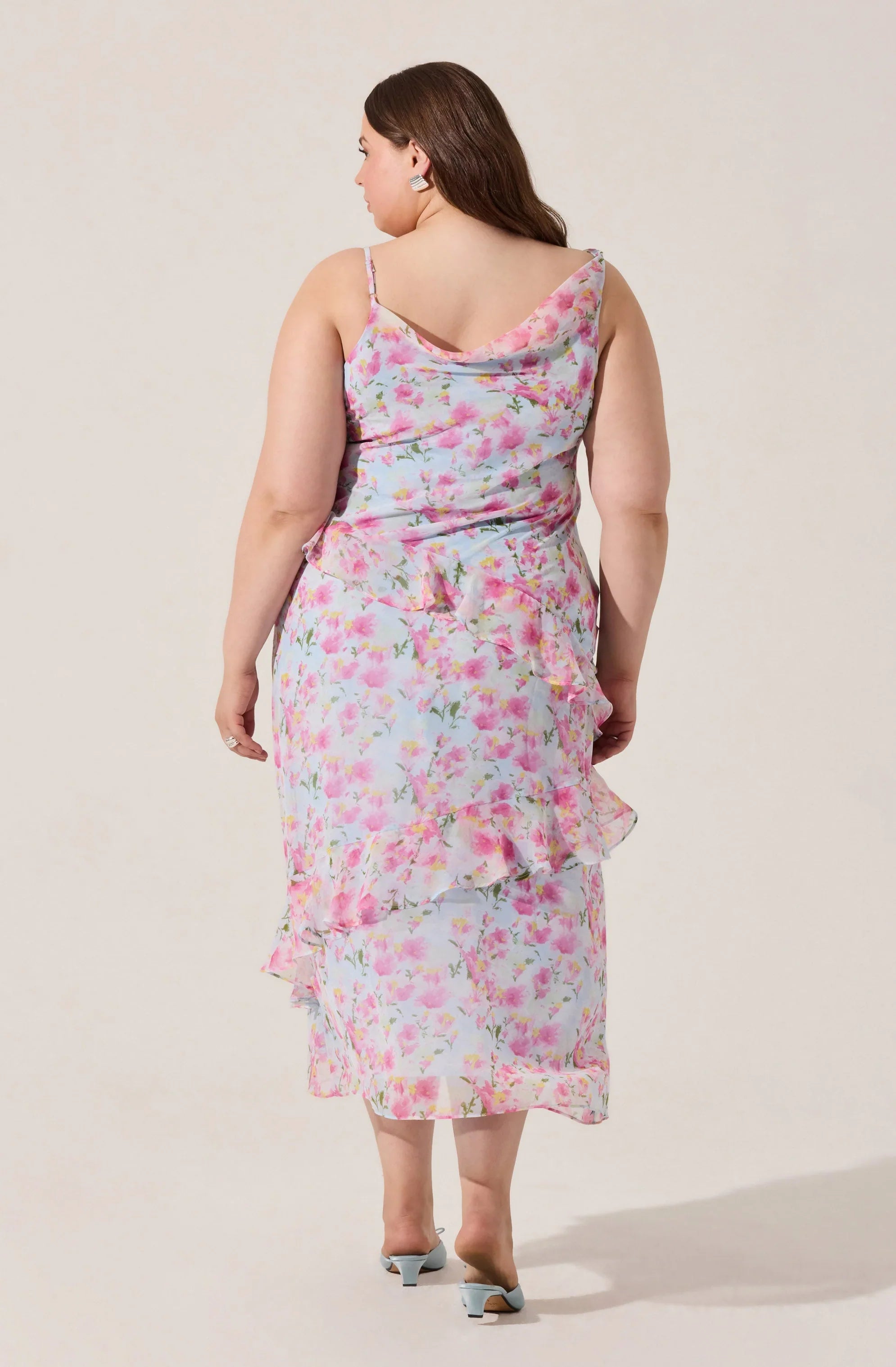 Lbruh Levina Asymmetric Floral Ruffle Maxi Dress