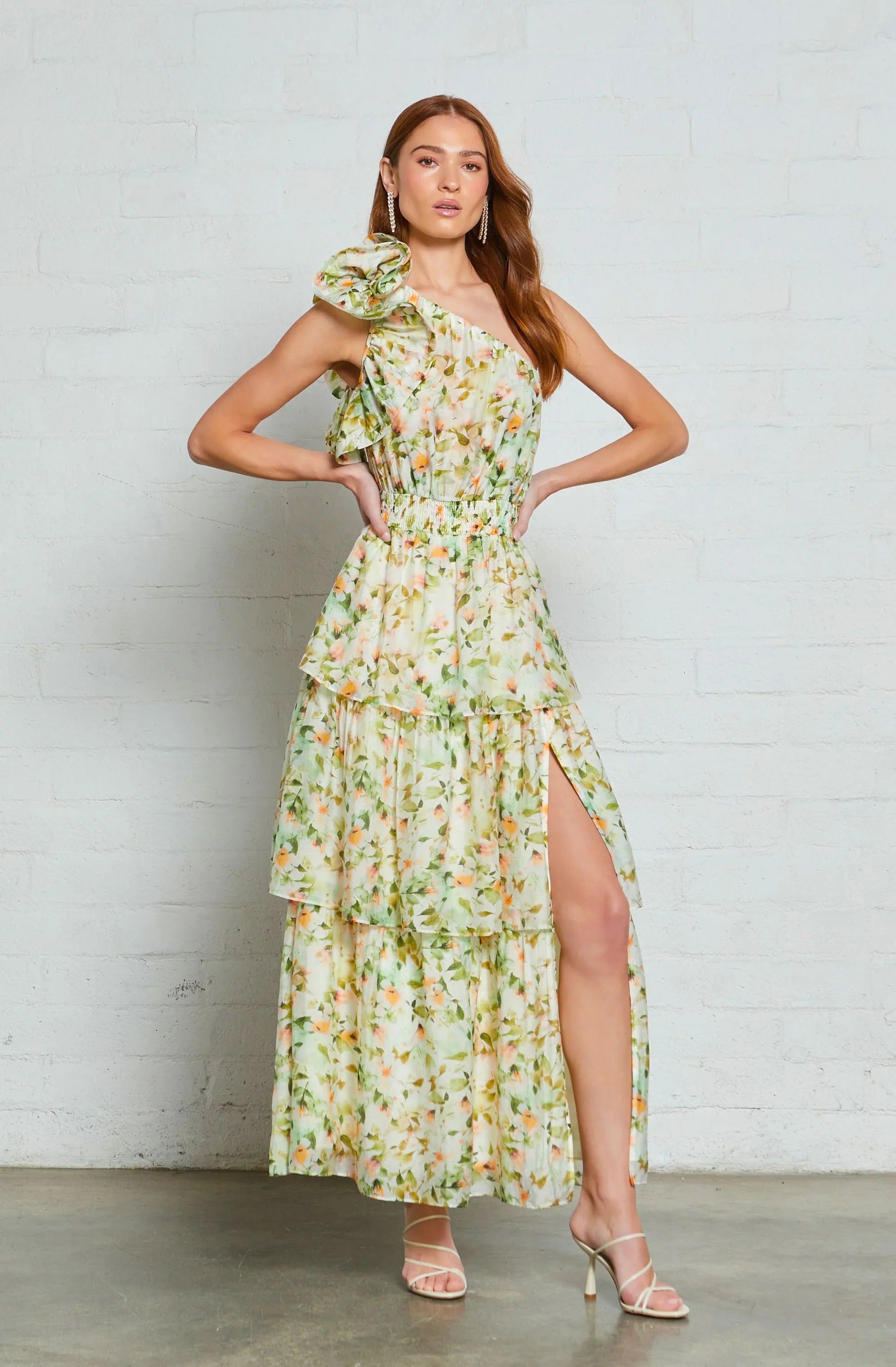Lbruh Imelda One Shoulder Floral Maxi Dress