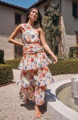 Lbruh Natali One Shoulder Floral Maxi Dress