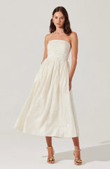 Lbruh Aneesha Strapless Pleated Midi Dress