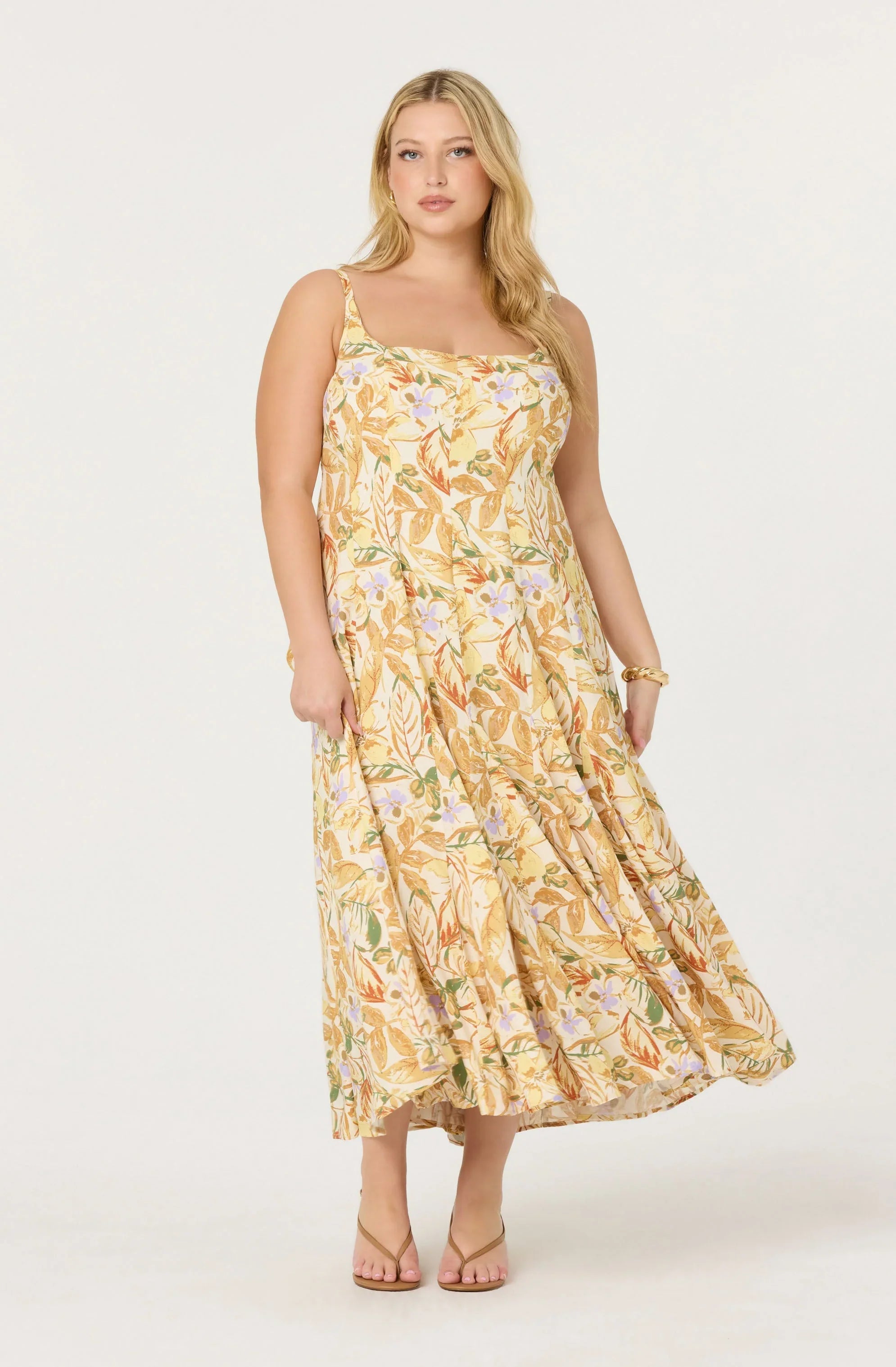 Lbruh Jaleyah Paneled Flare Floral Midi Dress