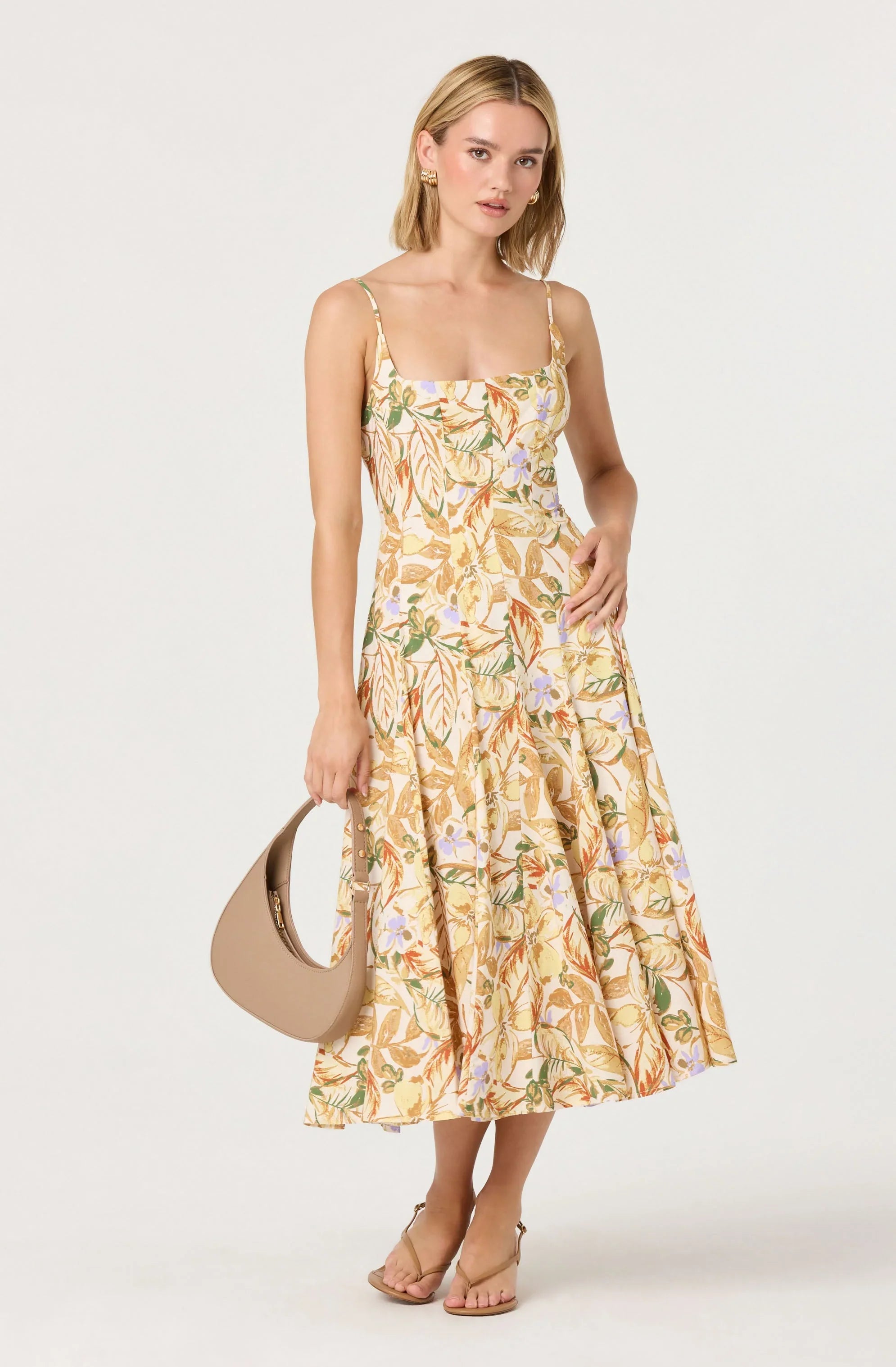 Lbruh Jaleyah Paneled Flare Floral Midi Dress