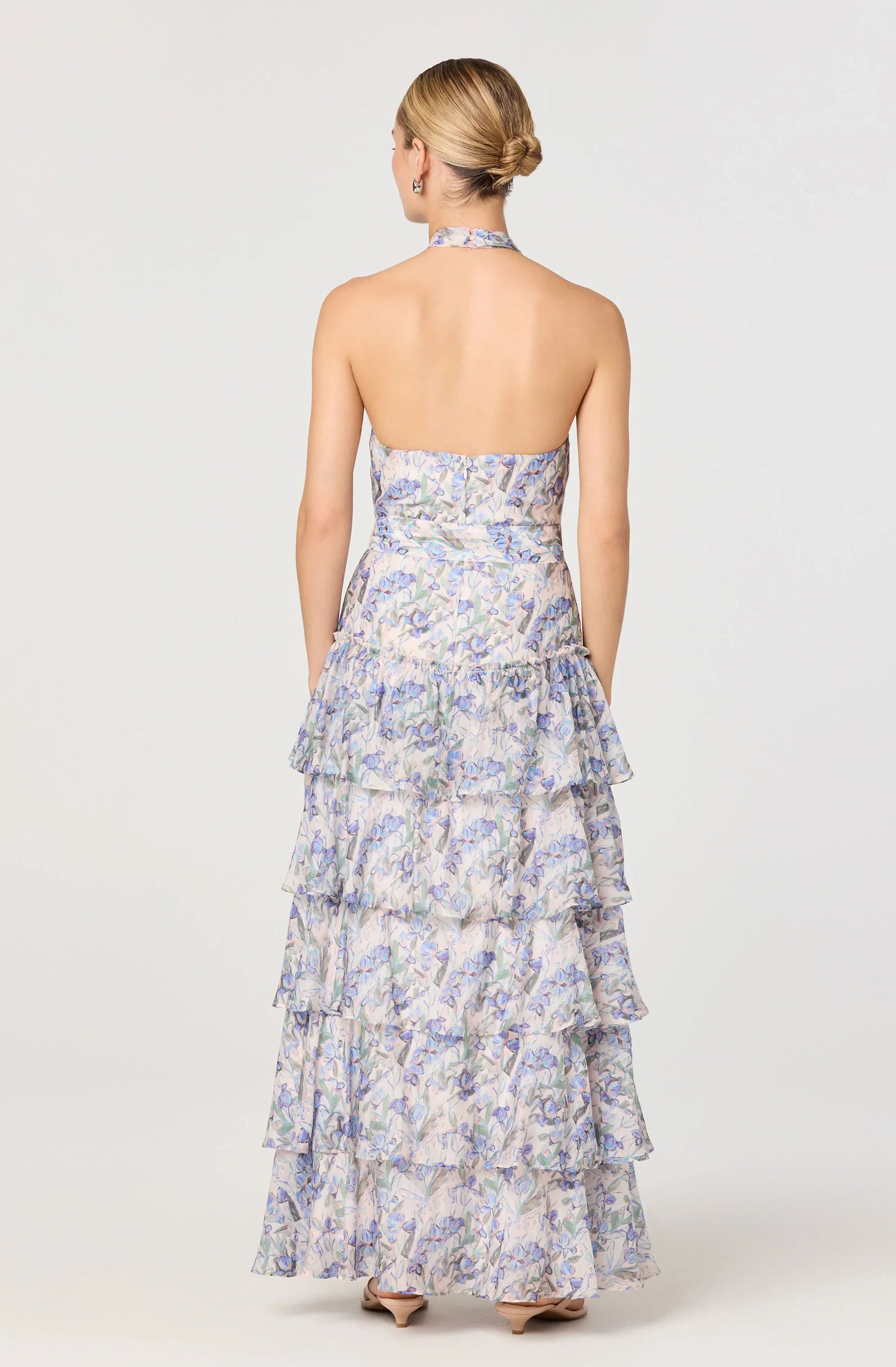 Lbruh Adamaris Floral Halter Tiered Ruffle Maxi Dress