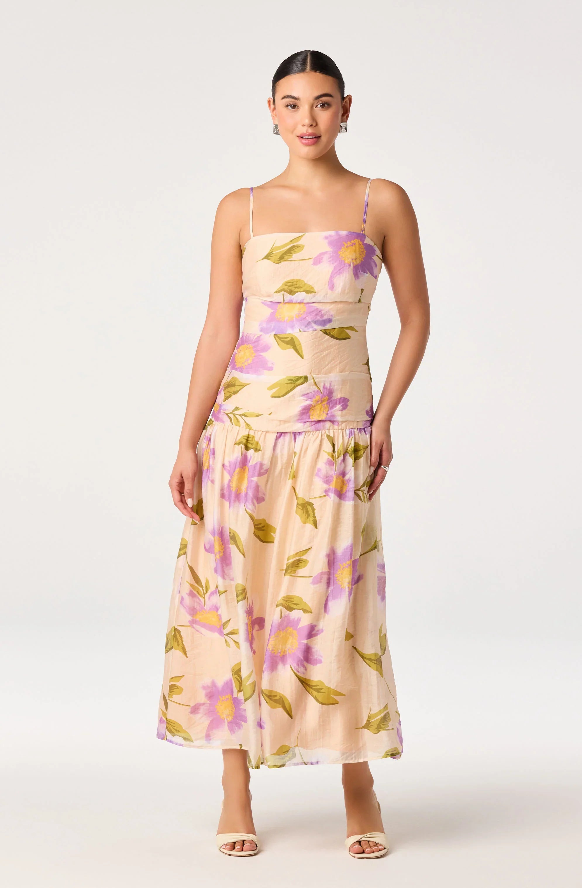 Inixyf Ava Floral Pleated Midi Dress