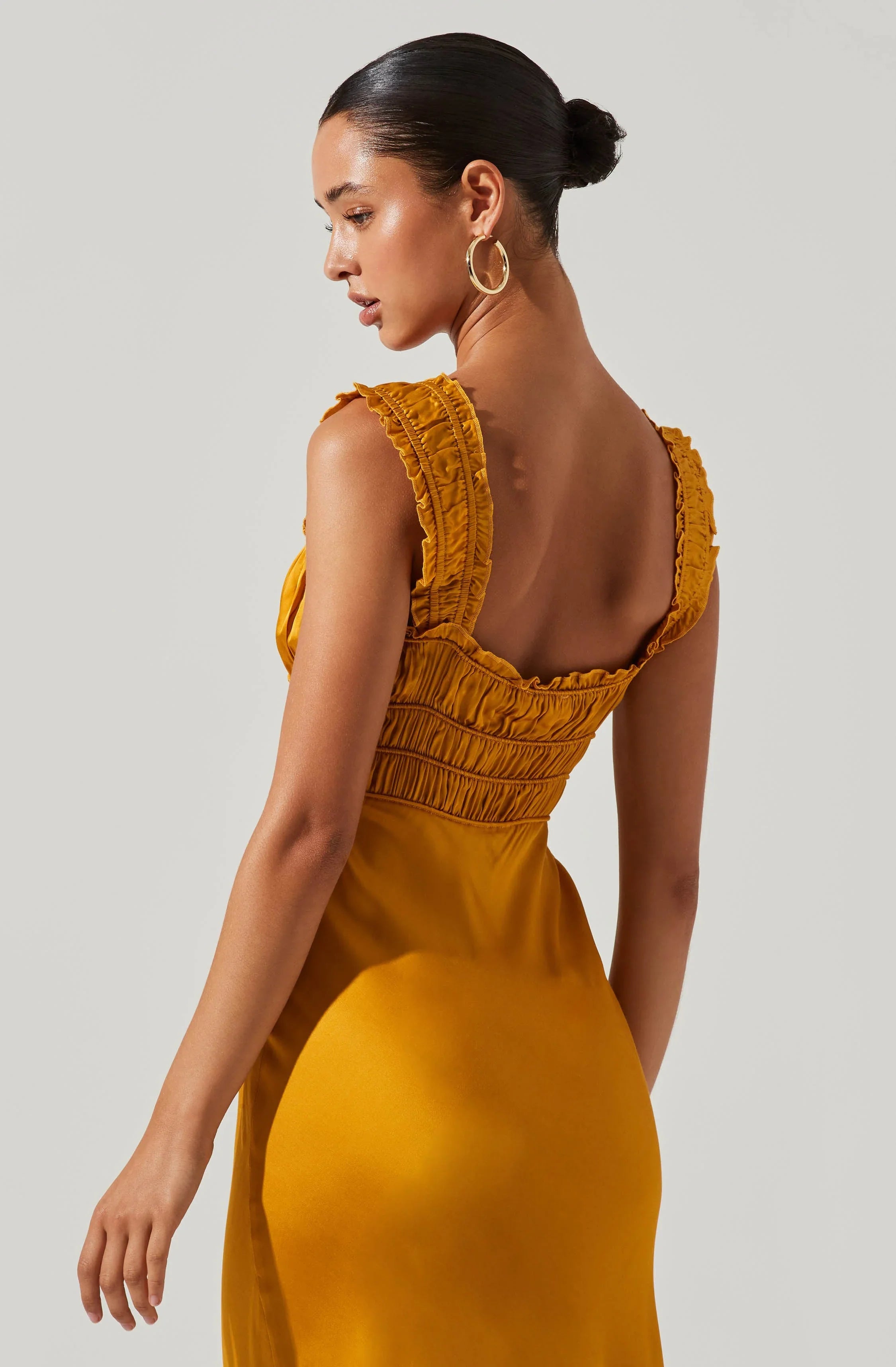 Lbruh Enola Satin Smocked Midi Dress