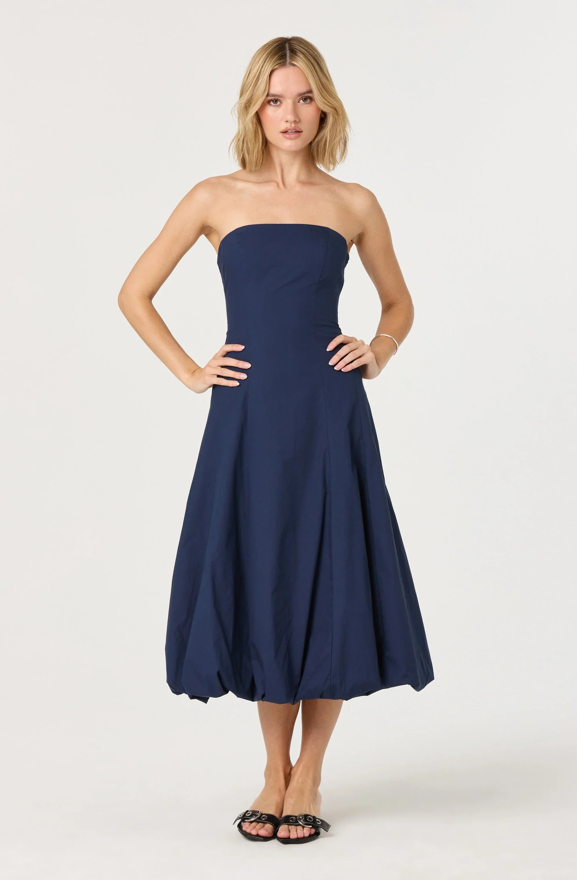 Lbruh Lace Up Strapless Bubble Dress