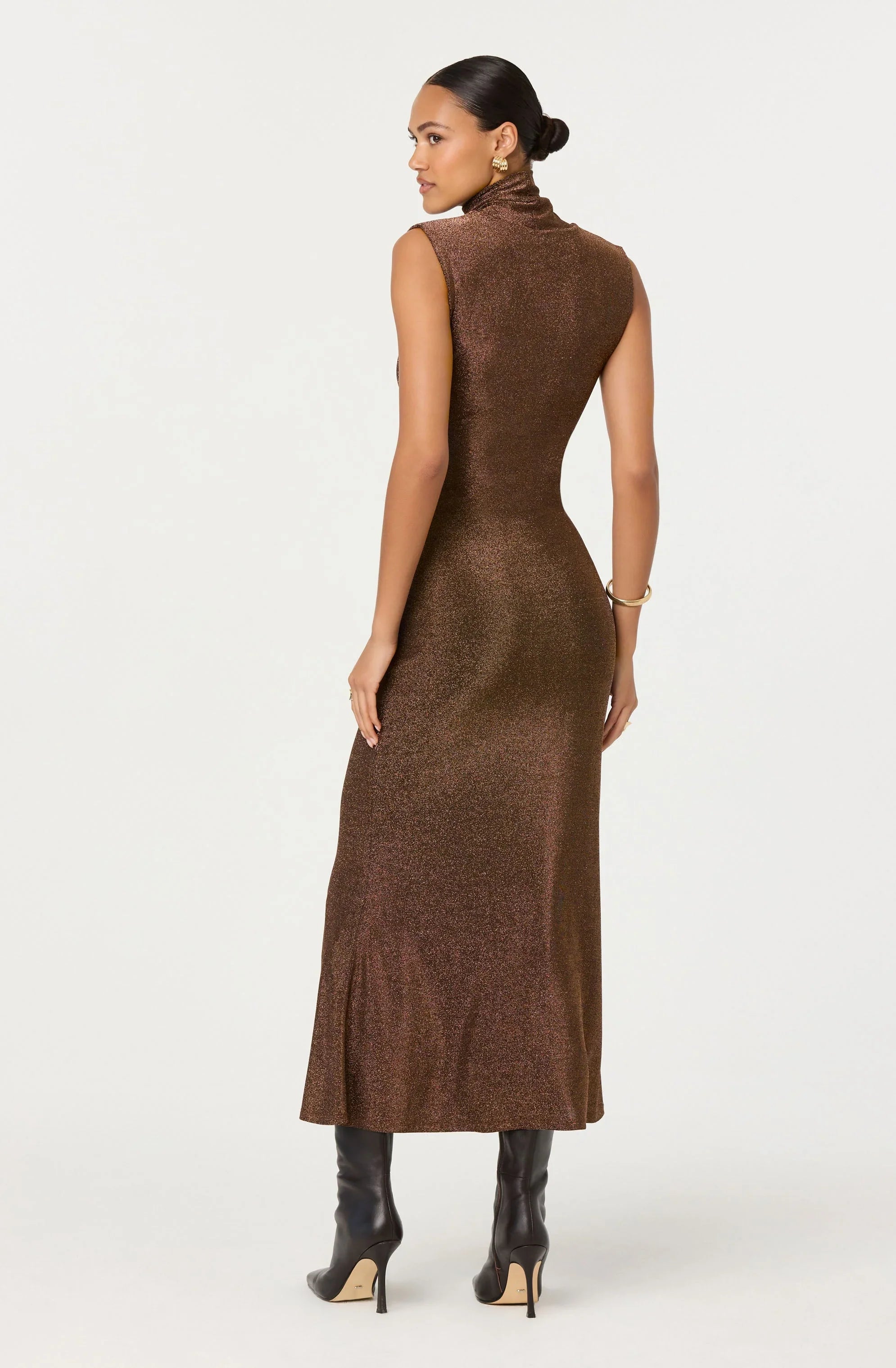 Lbruh Riana Metallic Twist Front Maxi Dress