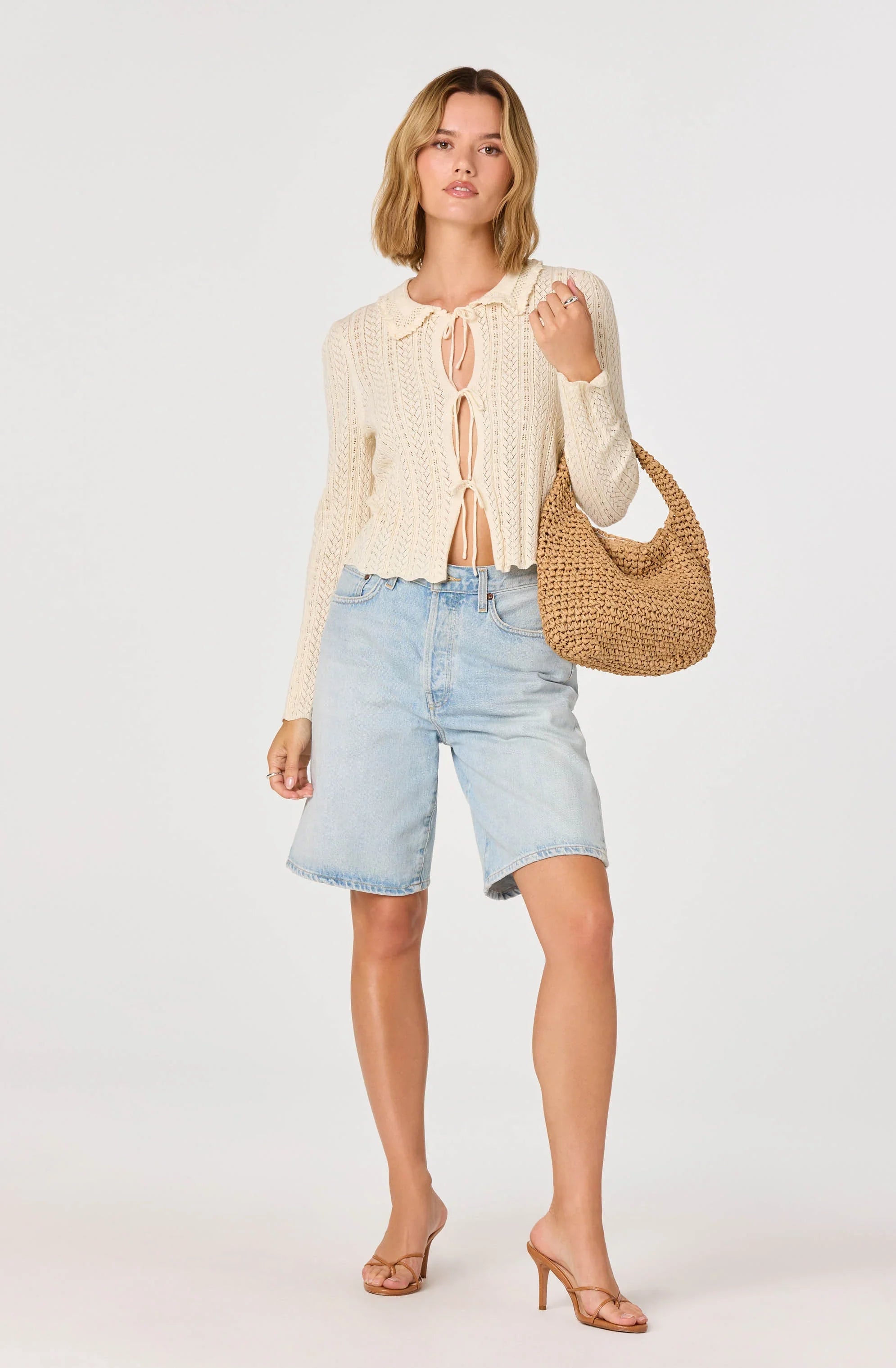Inixyf Fannie Cable-Knit Tie-Front Cardigan