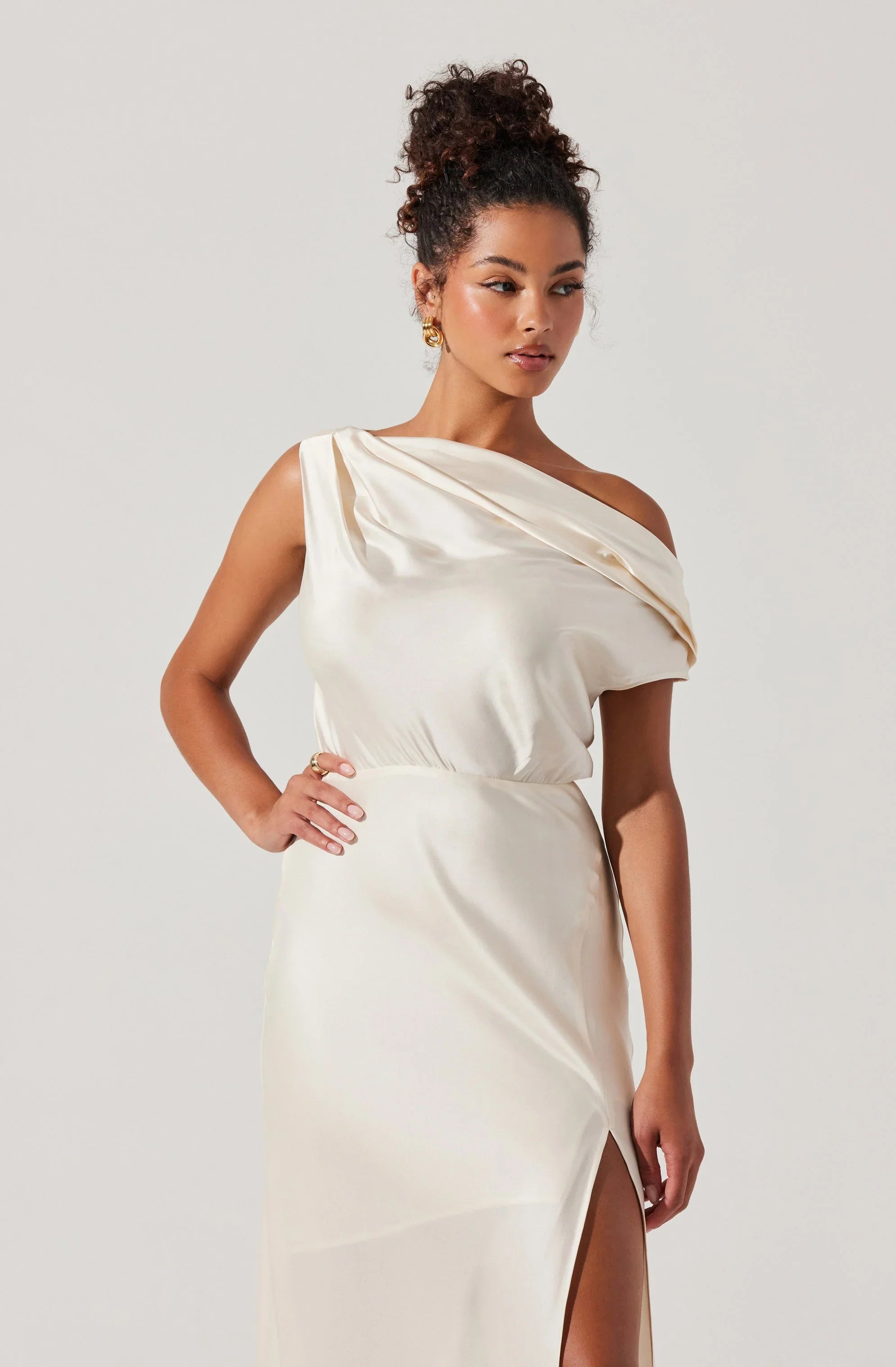 Lbruh Monroe Satin Off Shoulder Maxi Dress
