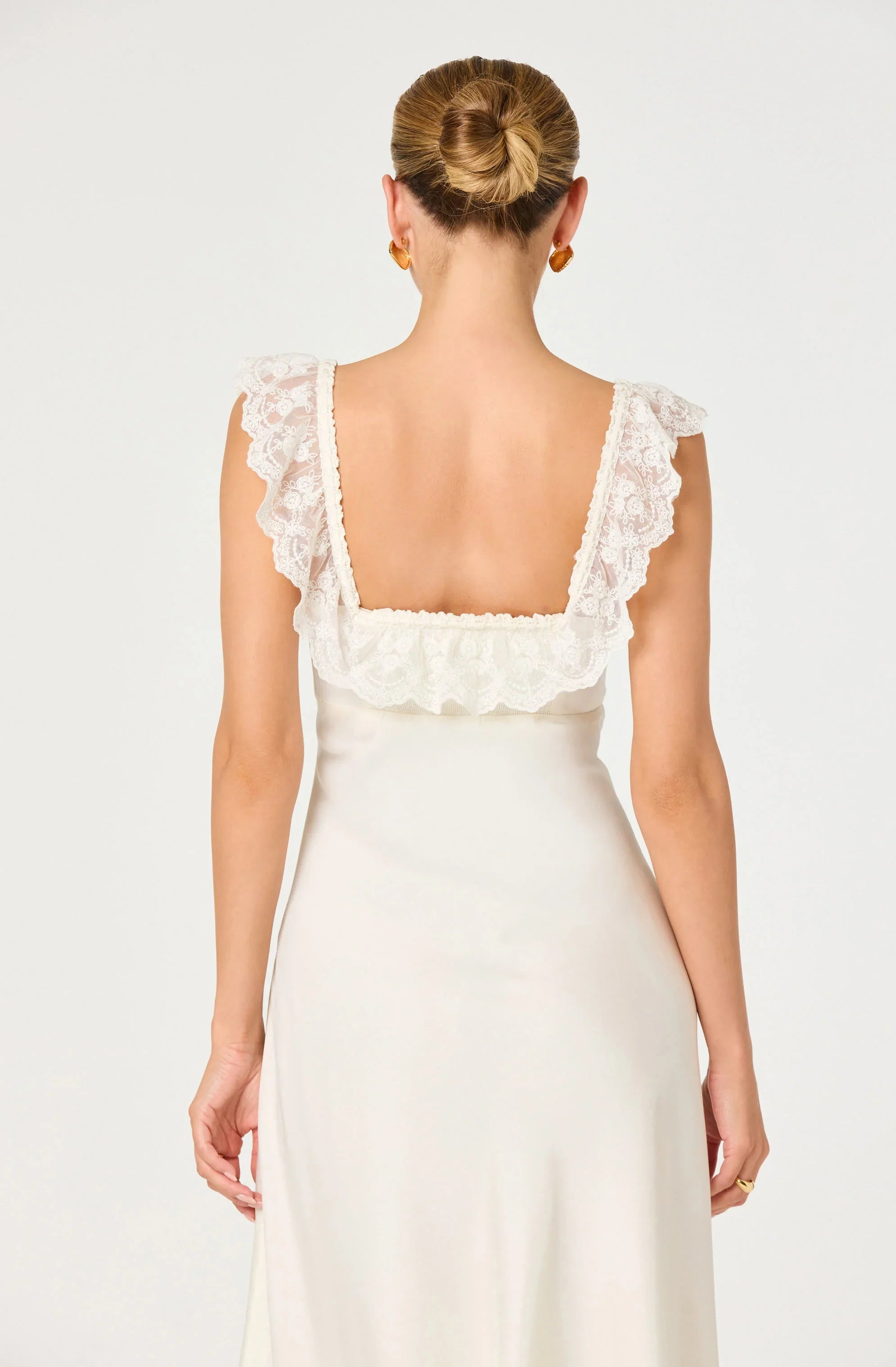 Inixyf Makiya Lace Strap Empire Waist Midi Dress