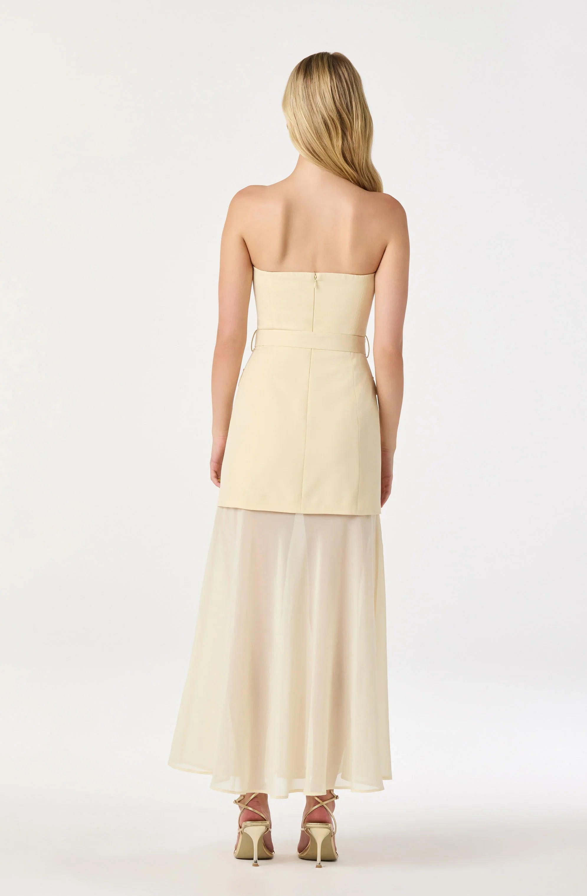 Lbruh Strapless Contrast Belted Dress