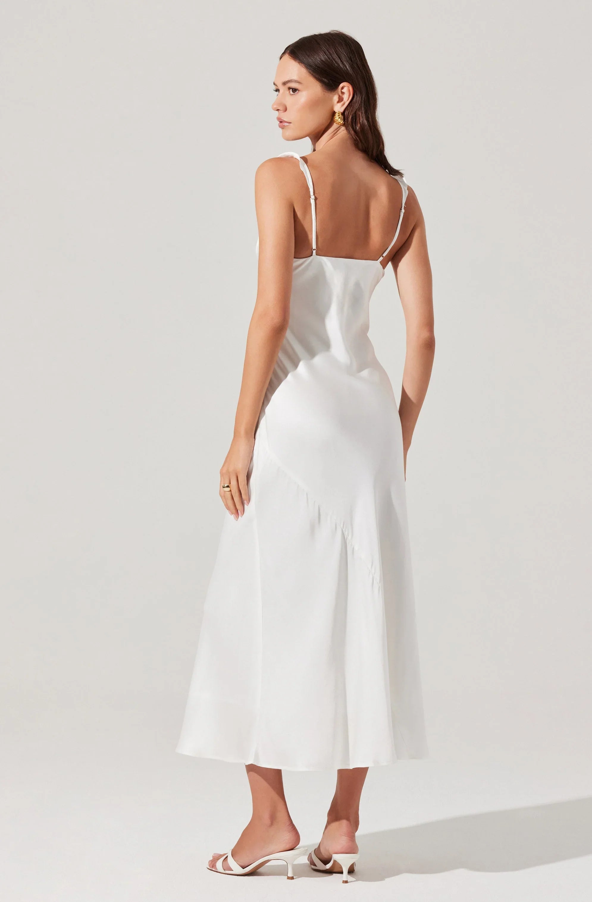 Lbruh Zoie Satin Ruffle Midi Dress