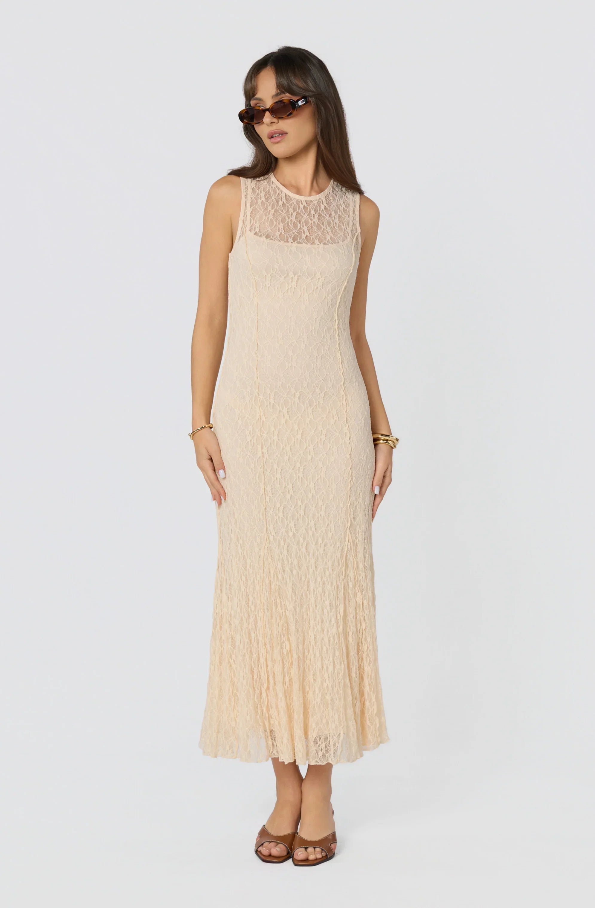 Inixyf Annabella Semi-Sheer Lace Maxi Dress
