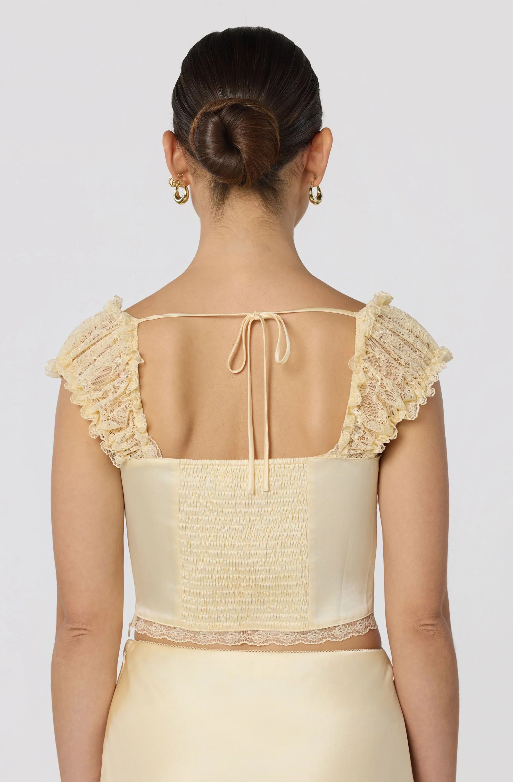 Inixyf Elliana Lace Sleeve Satin Top
