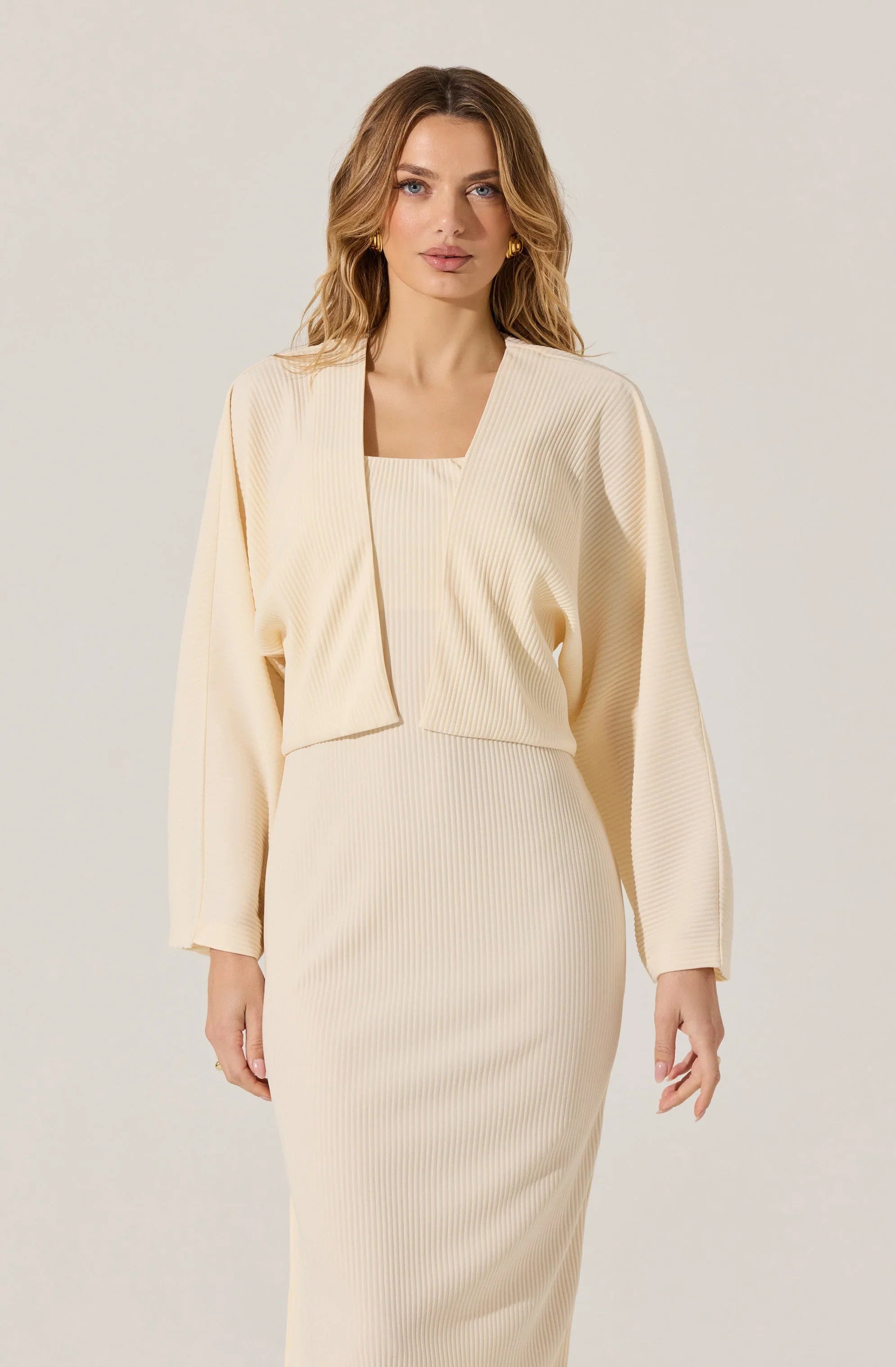 Lbruh Ribbed Midi Dress & Shrug Set