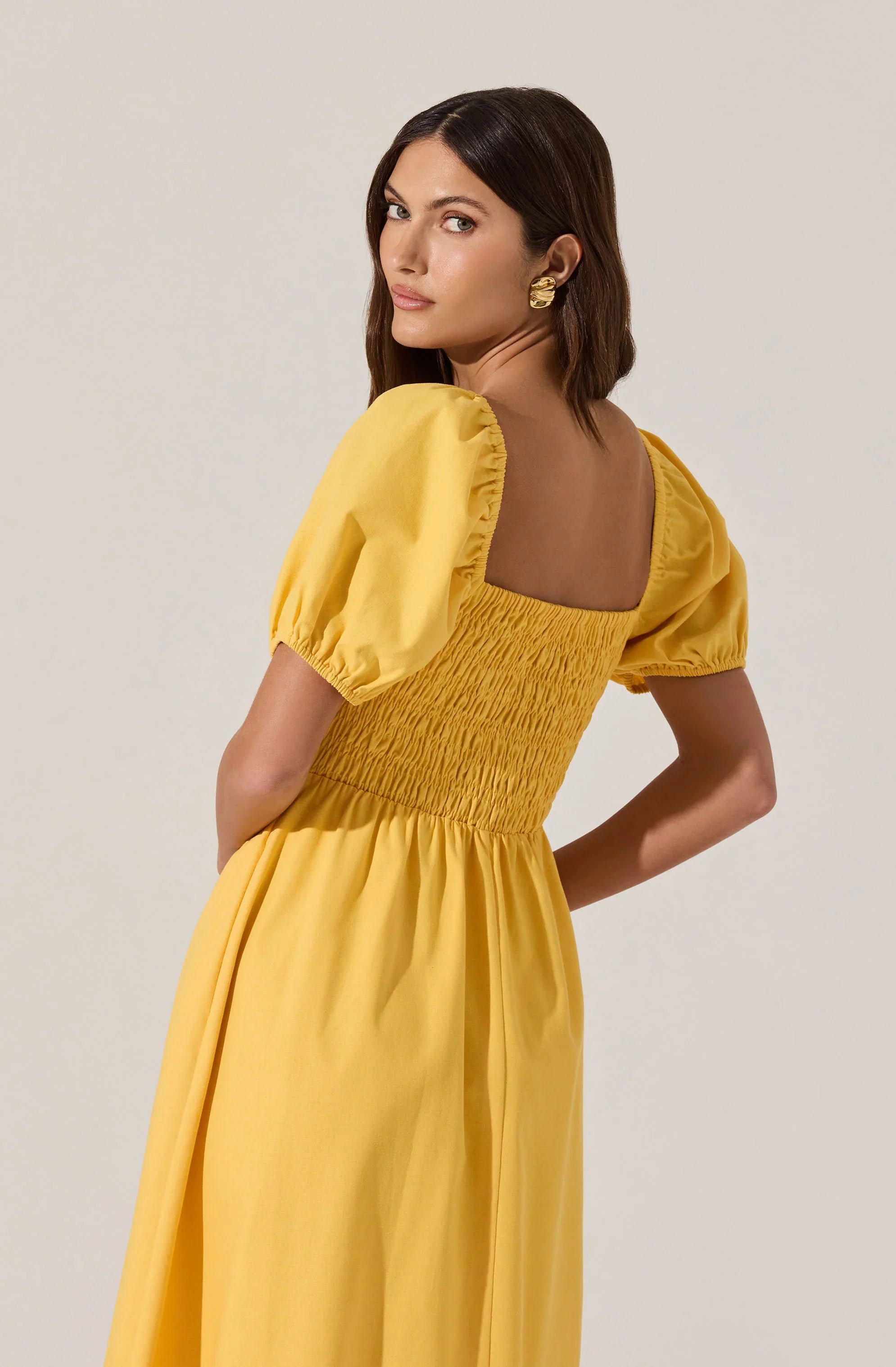 Lbruh Smocked Bow Midi Dress
