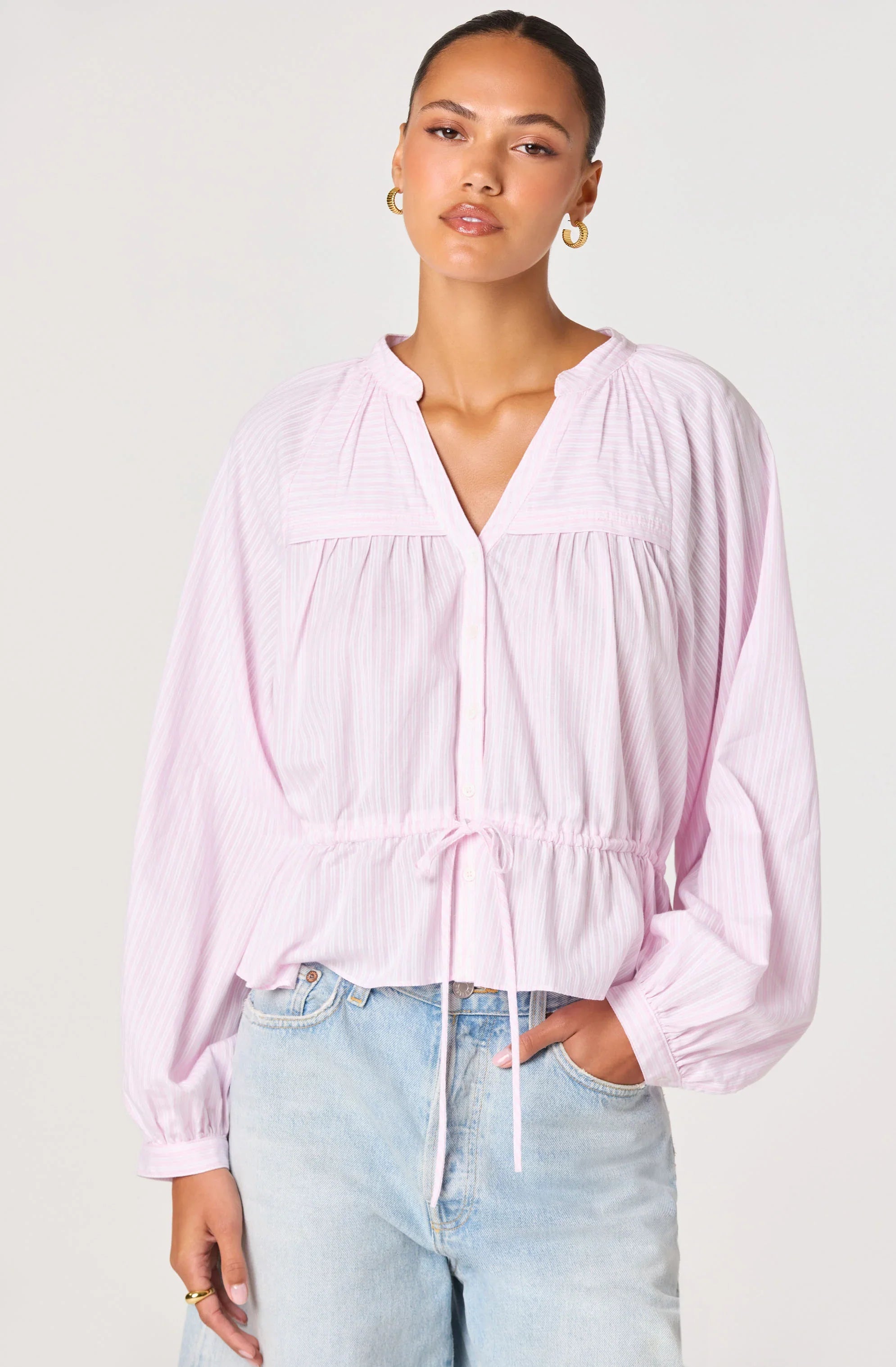 Inixyf Jessalyn Striped Peasant Top