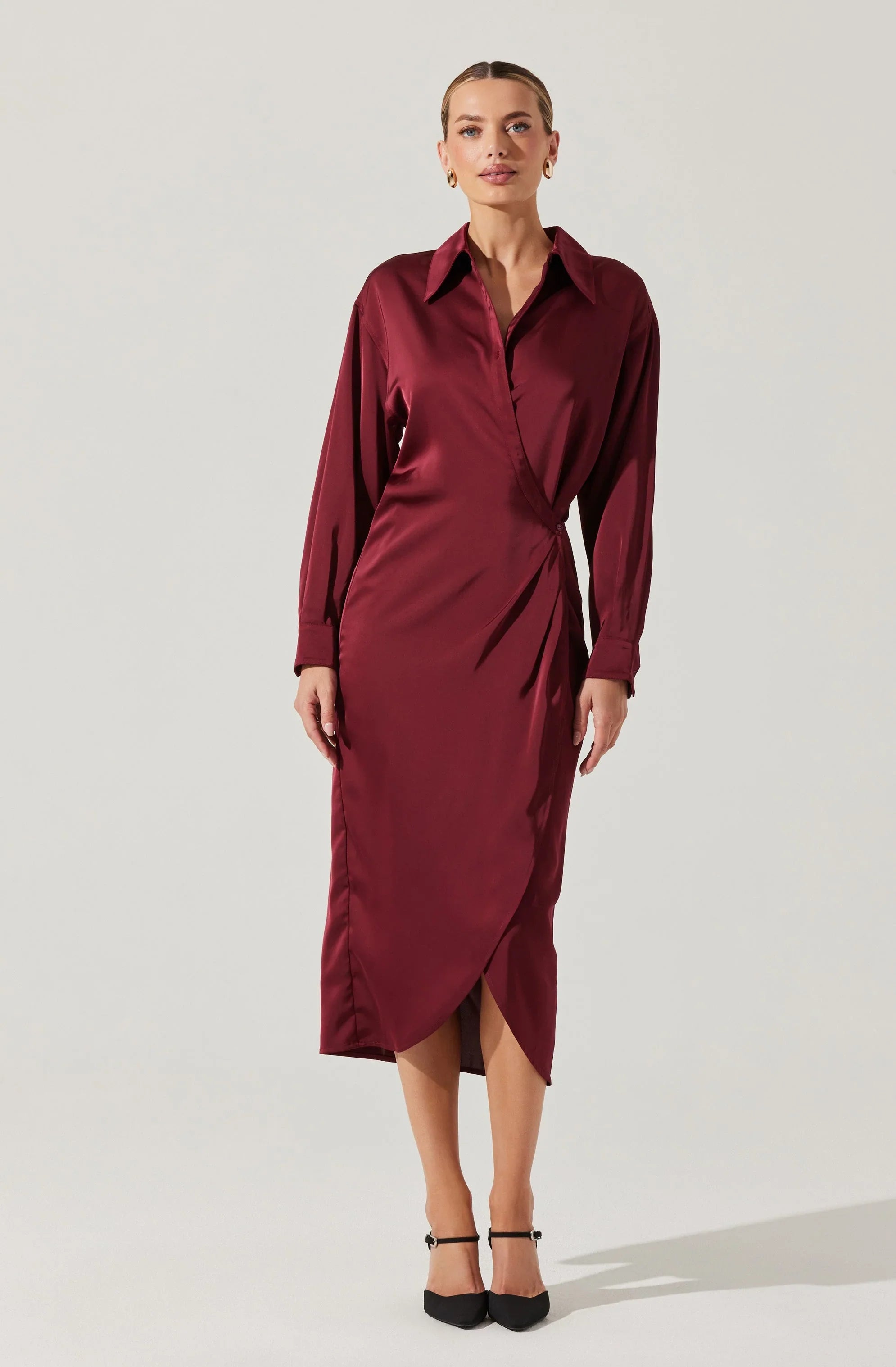 Lbruh Ira Satin Wrap Shirt Dress