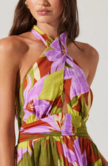 Lbruh Kalia Halter Floral Midi Dress