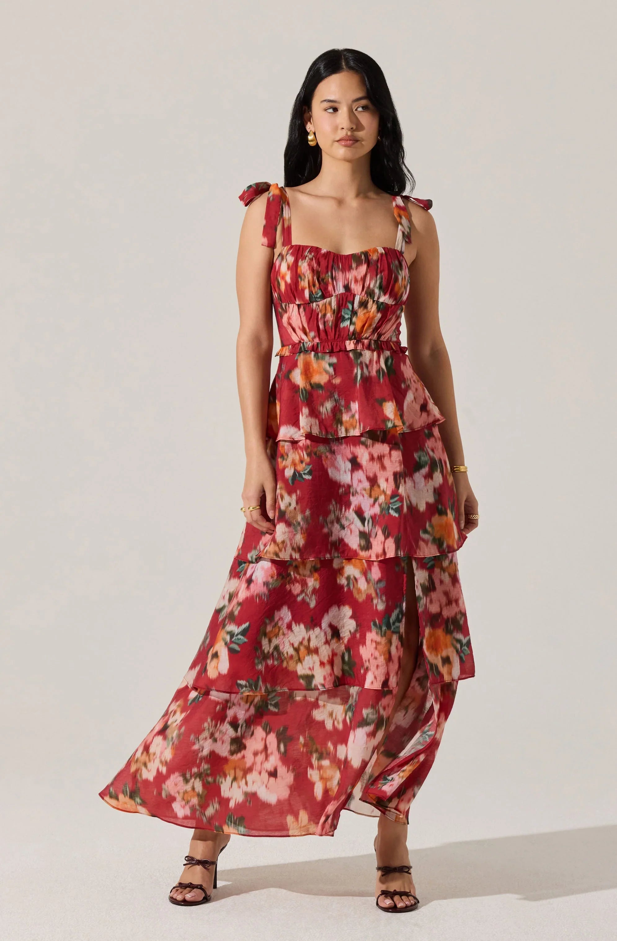 Lbruh Mellorie Sweetheart Tiered Floral Maxi Dress