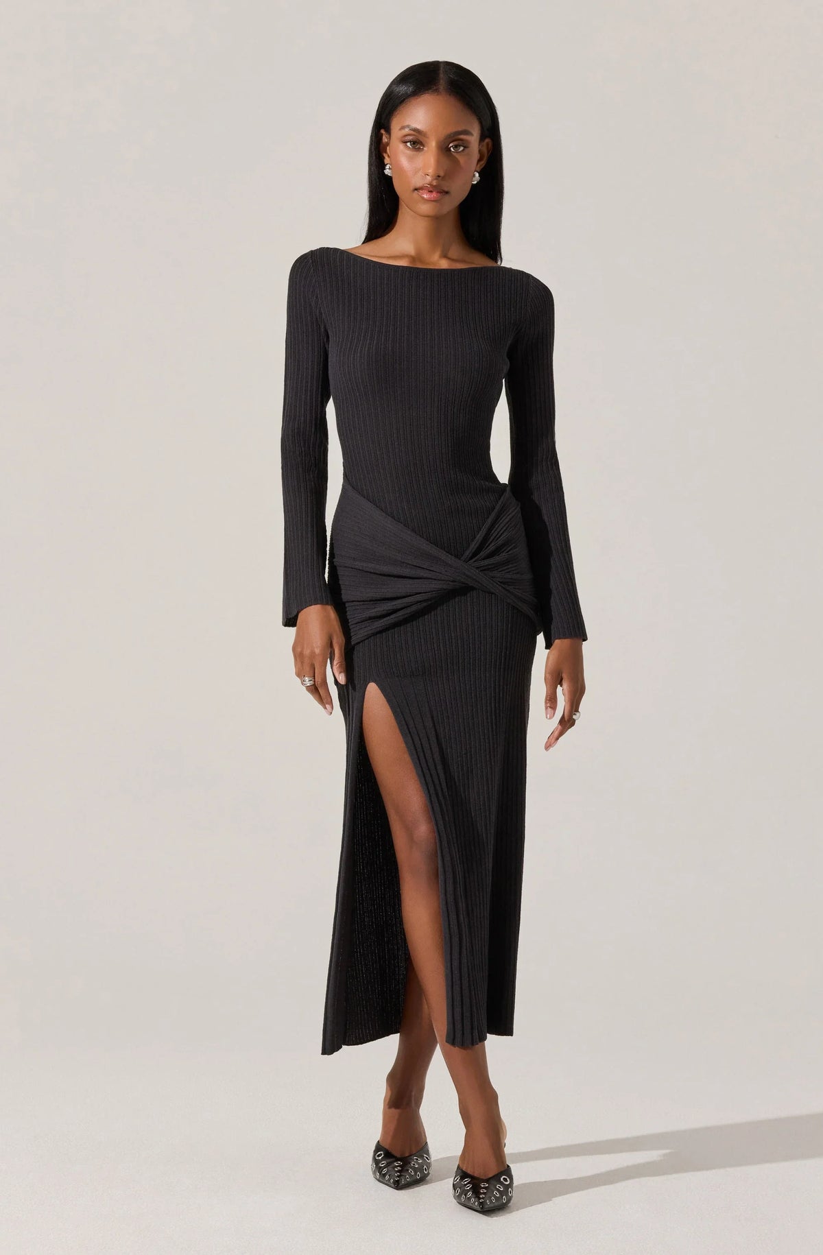 Lbruh Arwyn Ribbed Layered Midi Sweater Dress