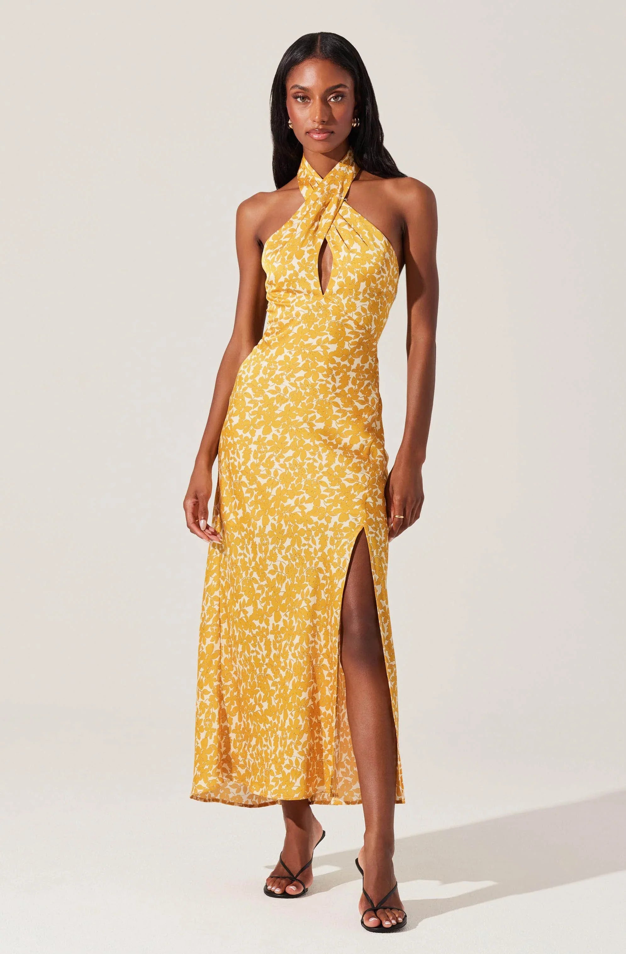 Lbruh Marissa Floral Halter Neck Midi Dress
