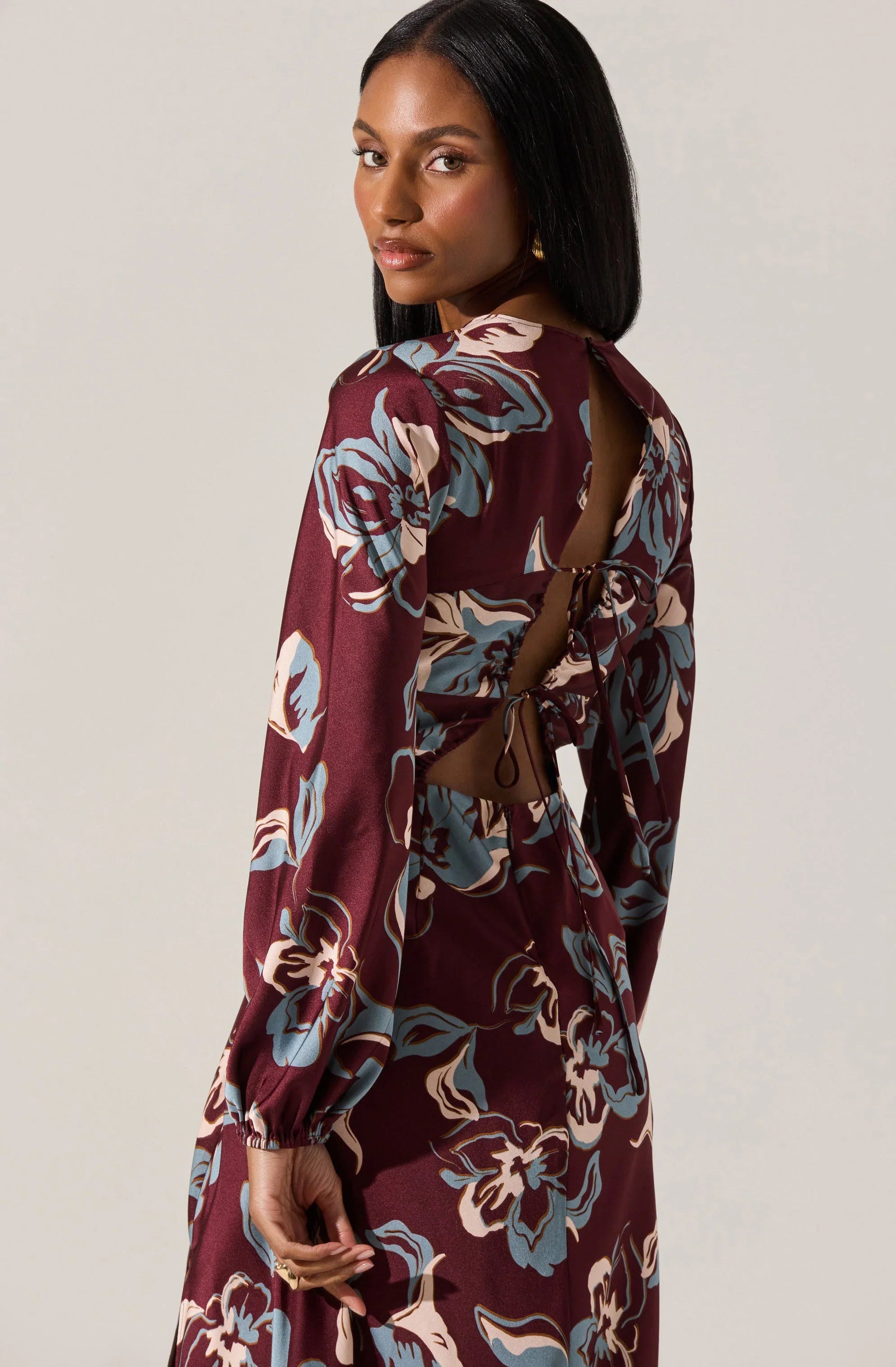 Lbruh Elyse Satin Floral Midi Dress