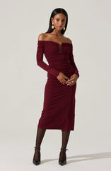 Lbruh Lovinia Ruched Off Shoulder Midi Dress