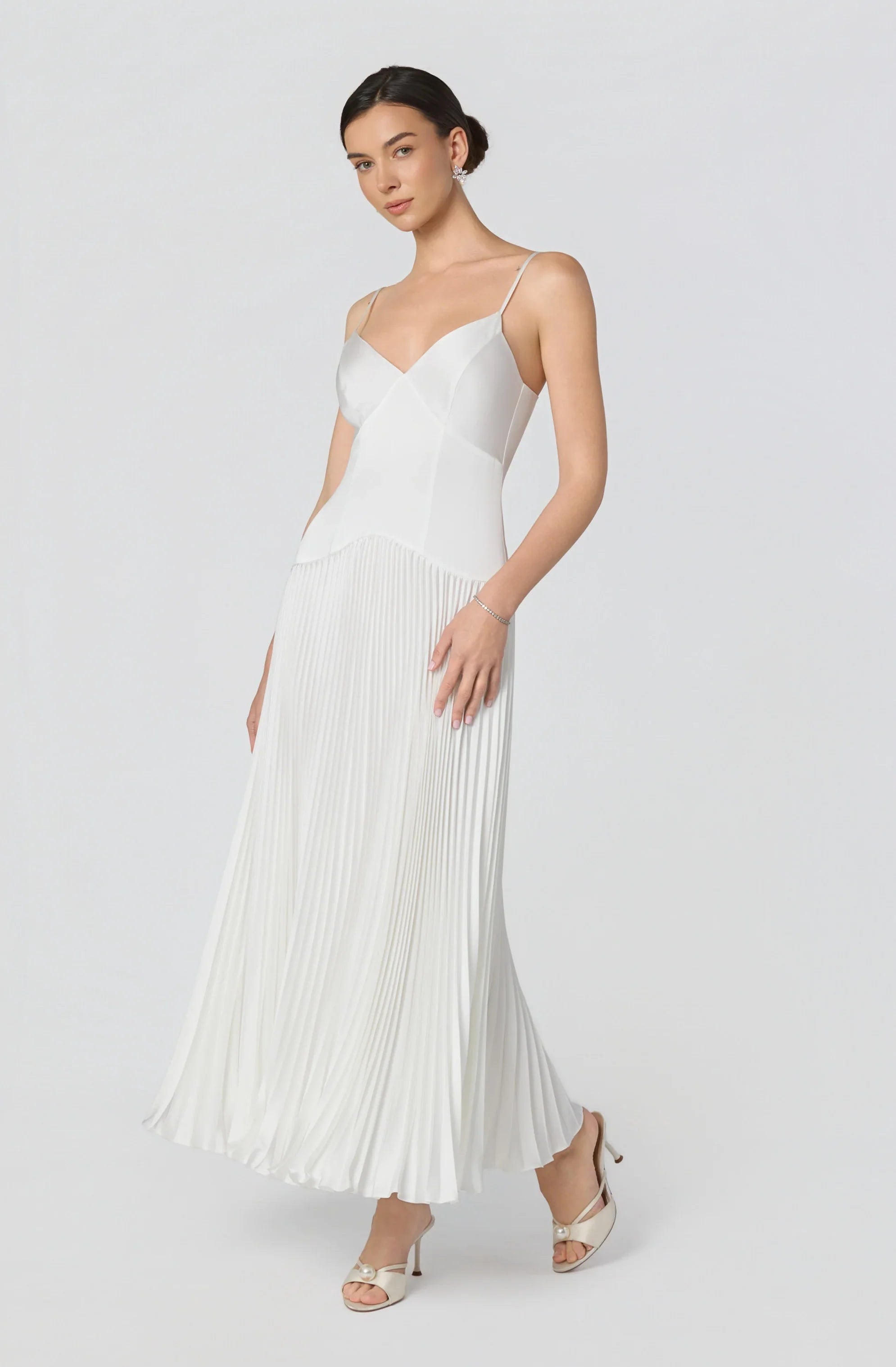 Inixyf Pleated Drop Waist Maxi Dress