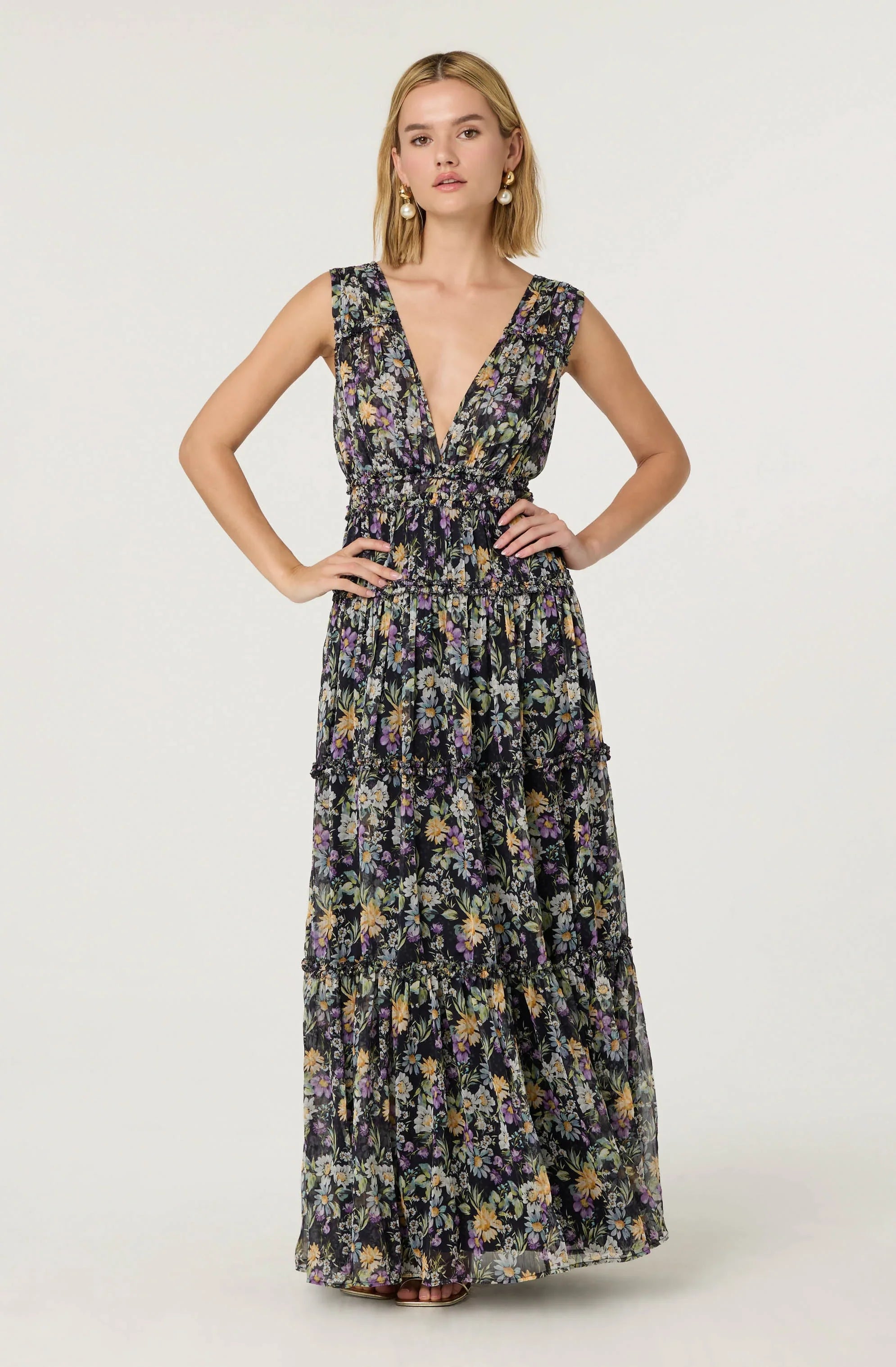Lbruh Edessa Floral Tiered Ruffle Maxi Dress