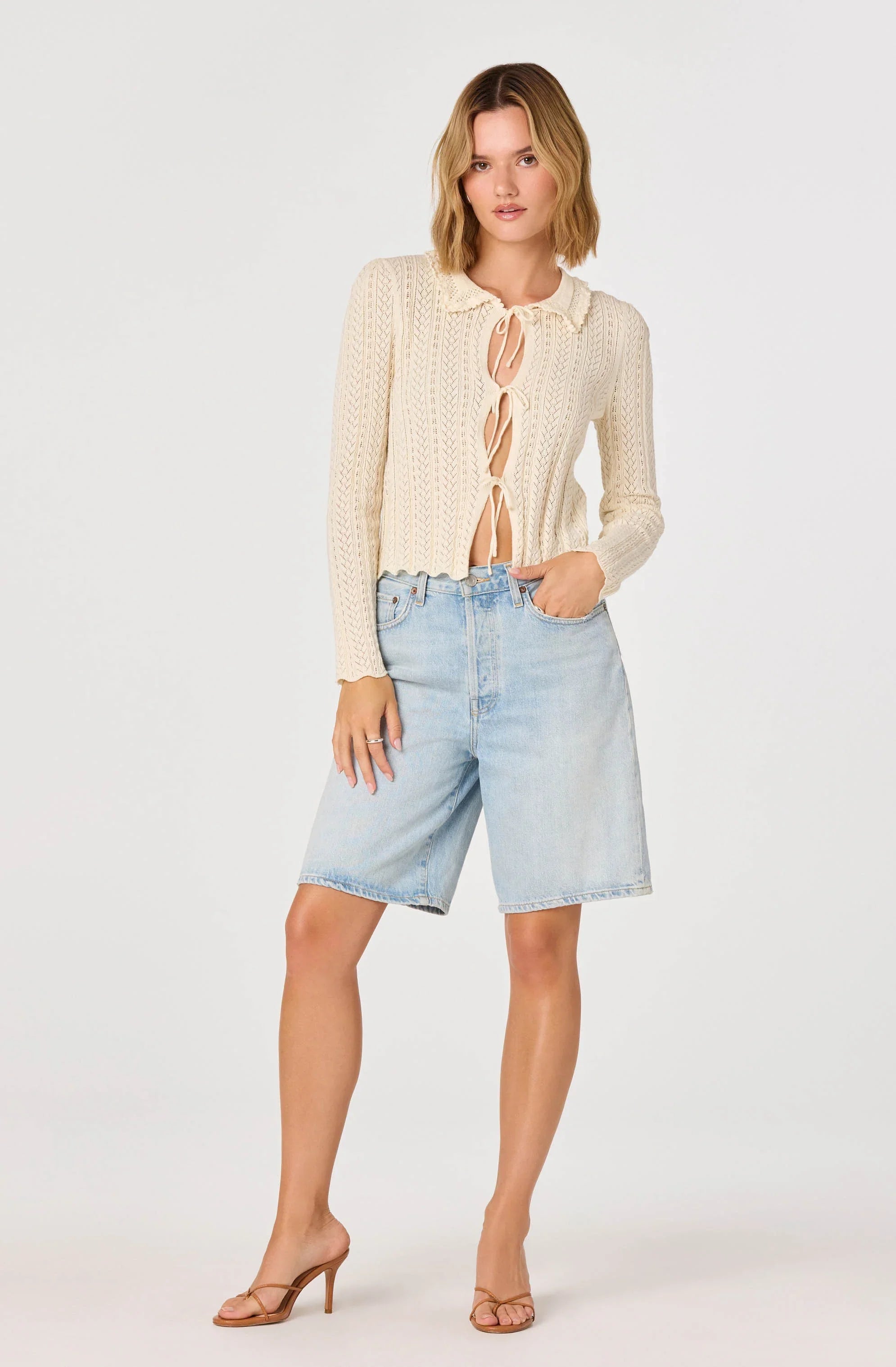 Inixyf Fannie Cable-Knit Tie-Front Cardigan