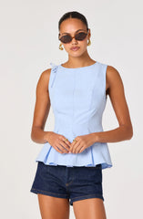 Inixyf Kalish Shoulder Tie Peplum Top
