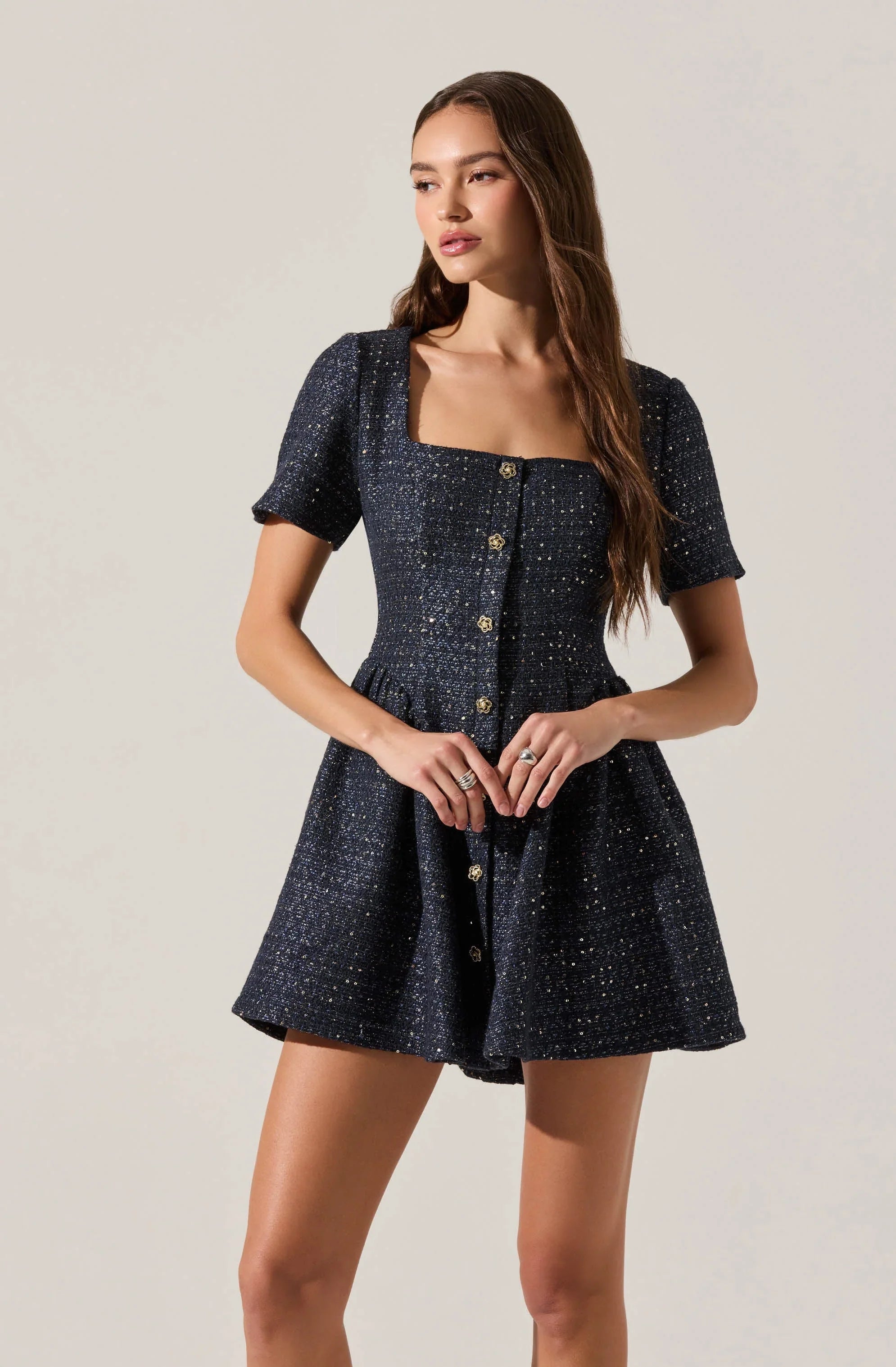 Lbruh Janel Tweed Mini Skater Dress