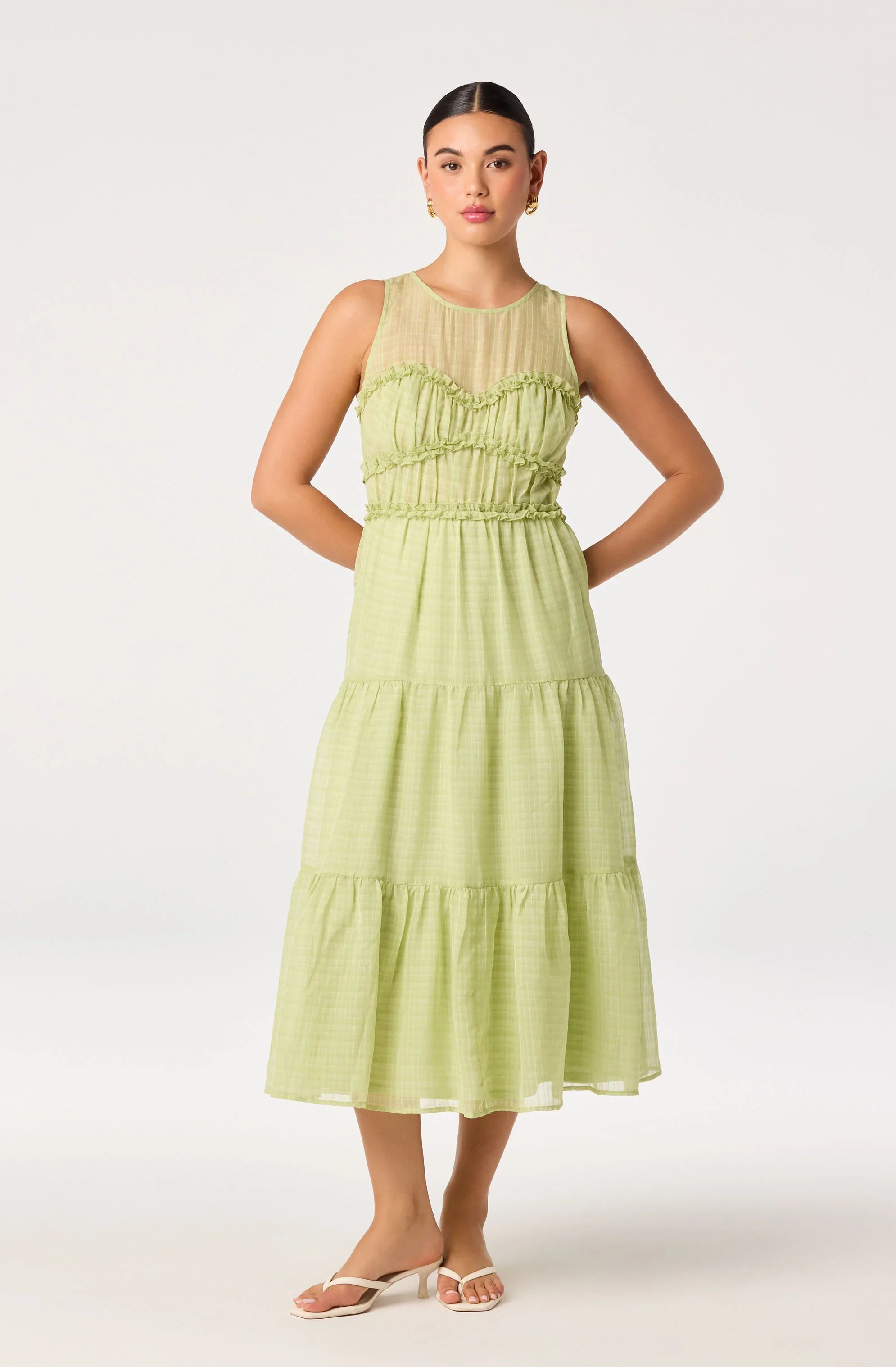Inixyf Adrianne Tiered Organza Midi Dress