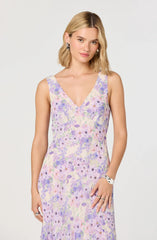 Lbruh Symone Floral Godet Midi Dress