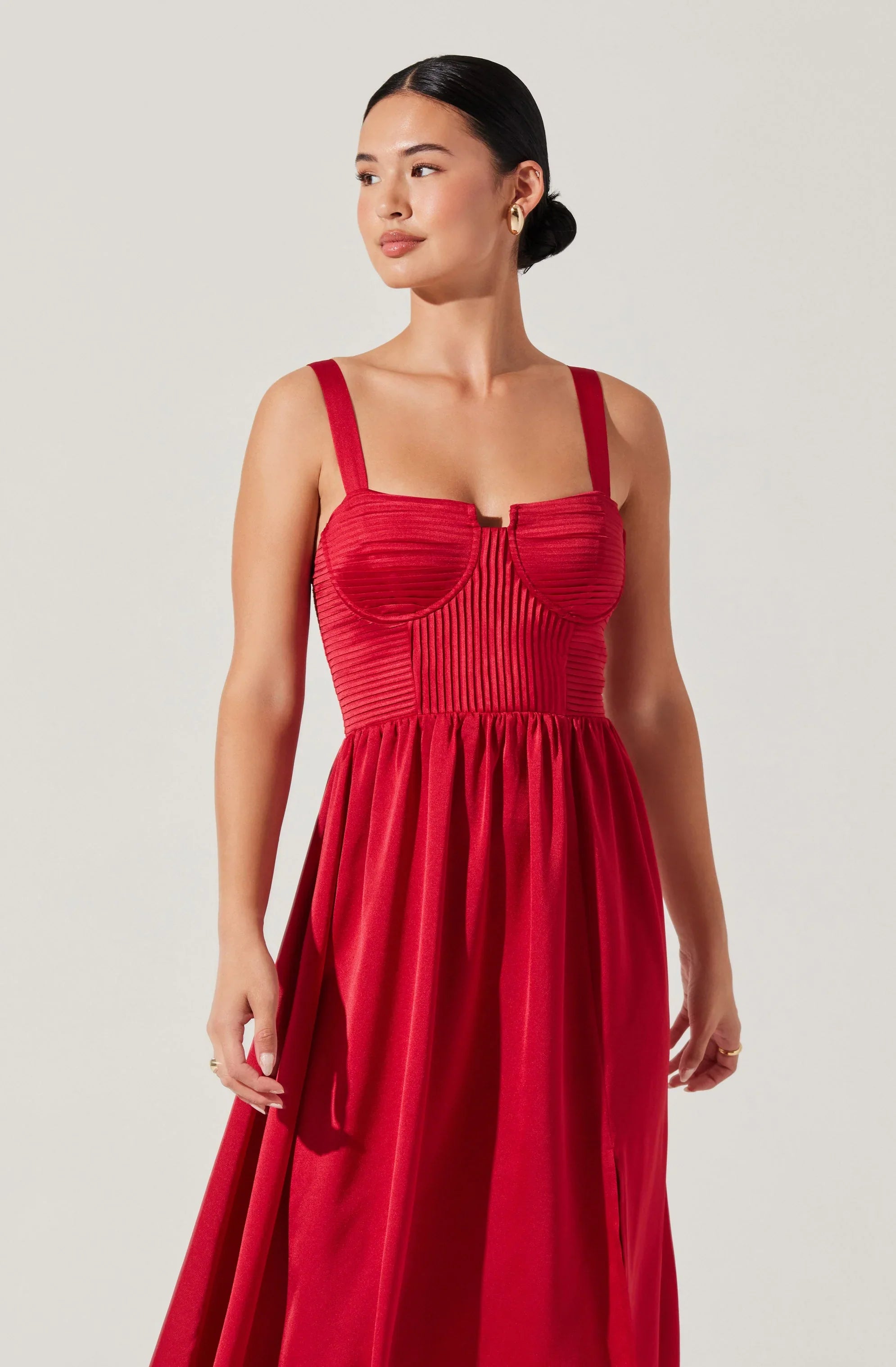 Lbruh Pleated Bustier Midi Dress
