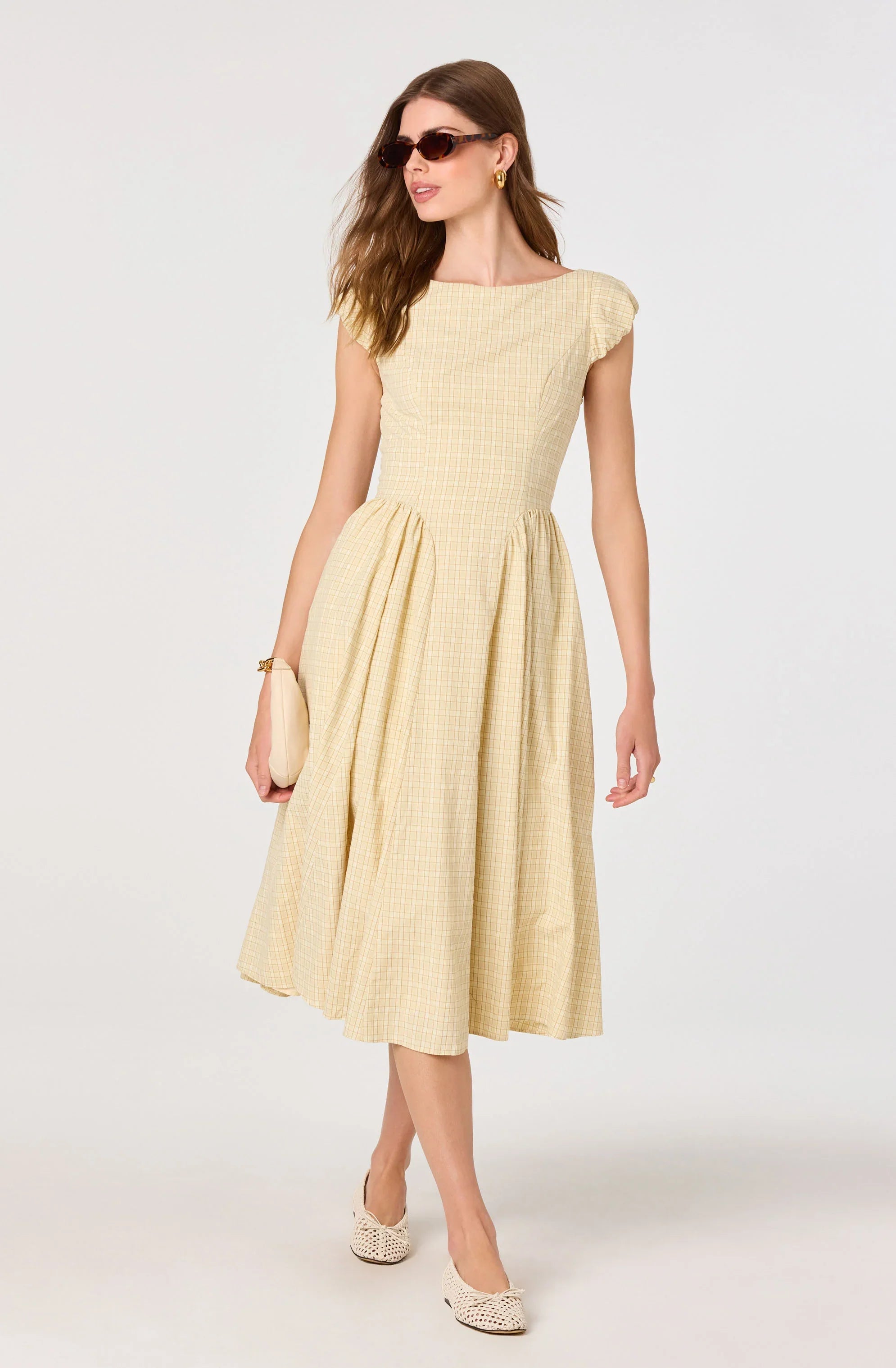 Inixyf Emalee Plaid A-Line Midi Dress